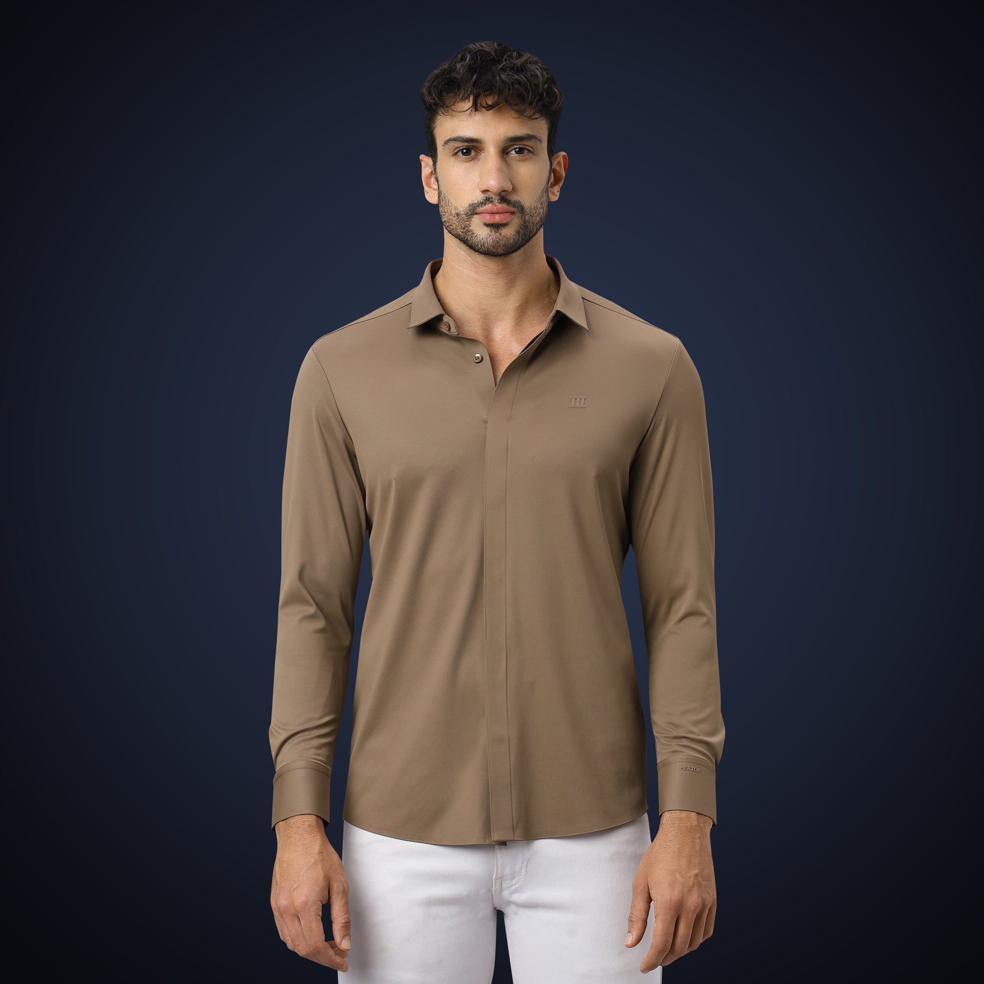 Hidden Button Shirt - Long Sleeve - Twill
