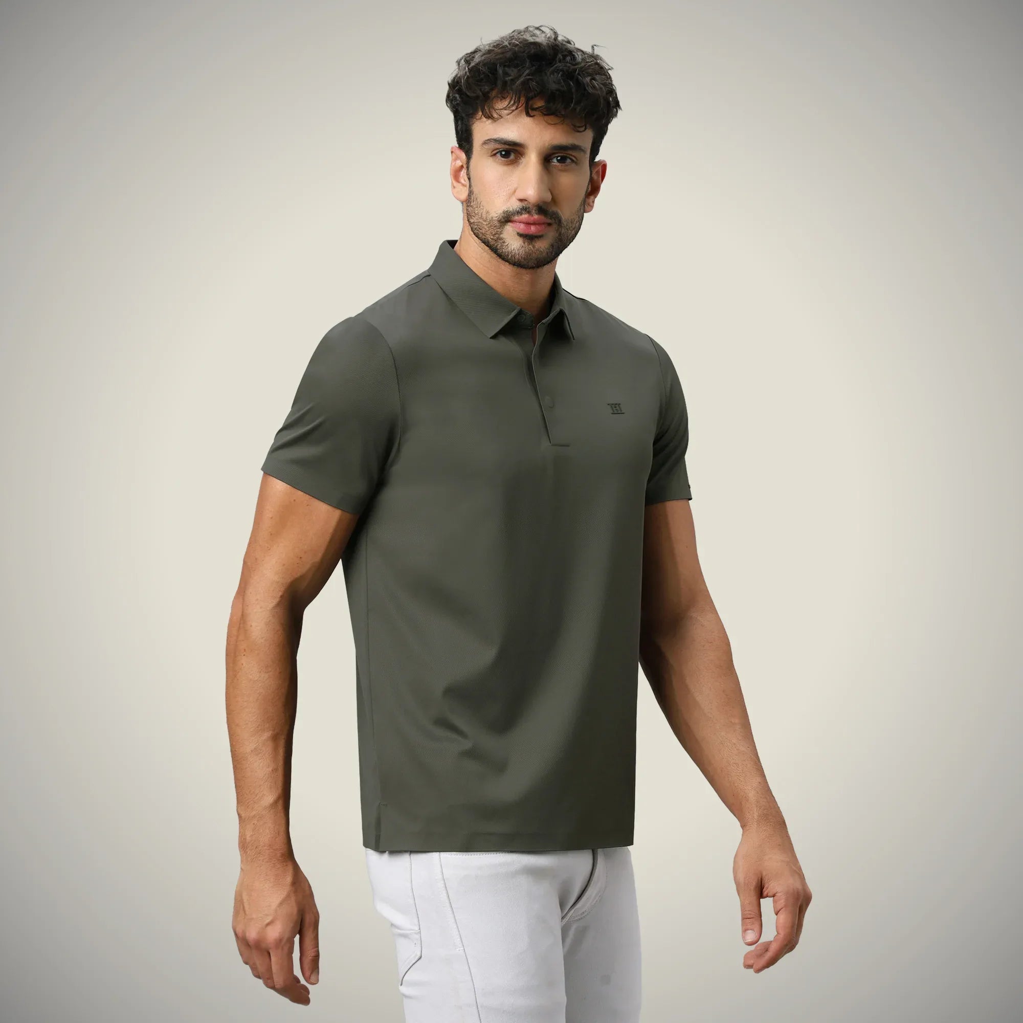 Hektor -Premium-Bonded- Hidden Button Polo - Twill T Shirt -Mens