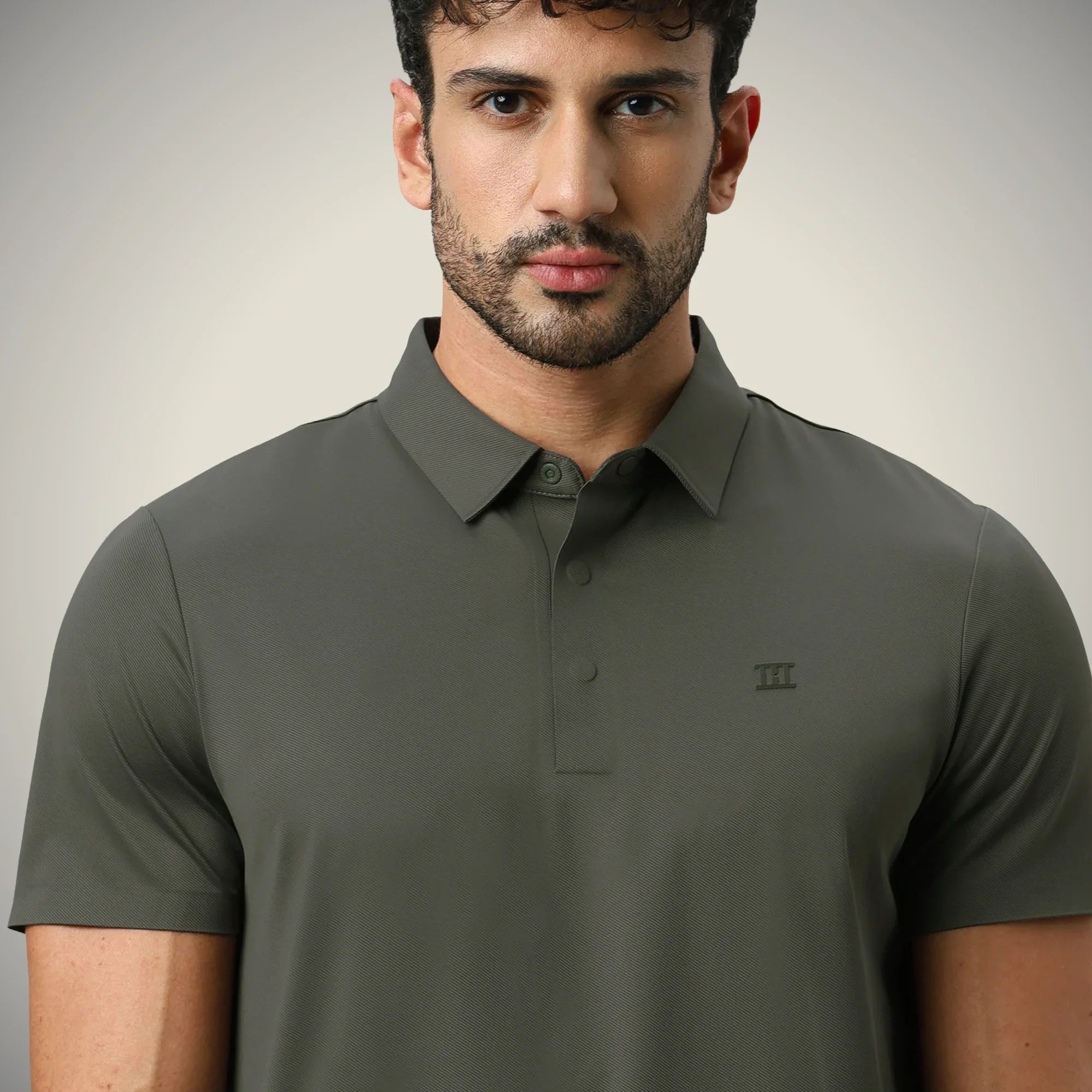 Hektor -Premium-Bonded- Hidden Button Polo - Twill T Shirt -Mens