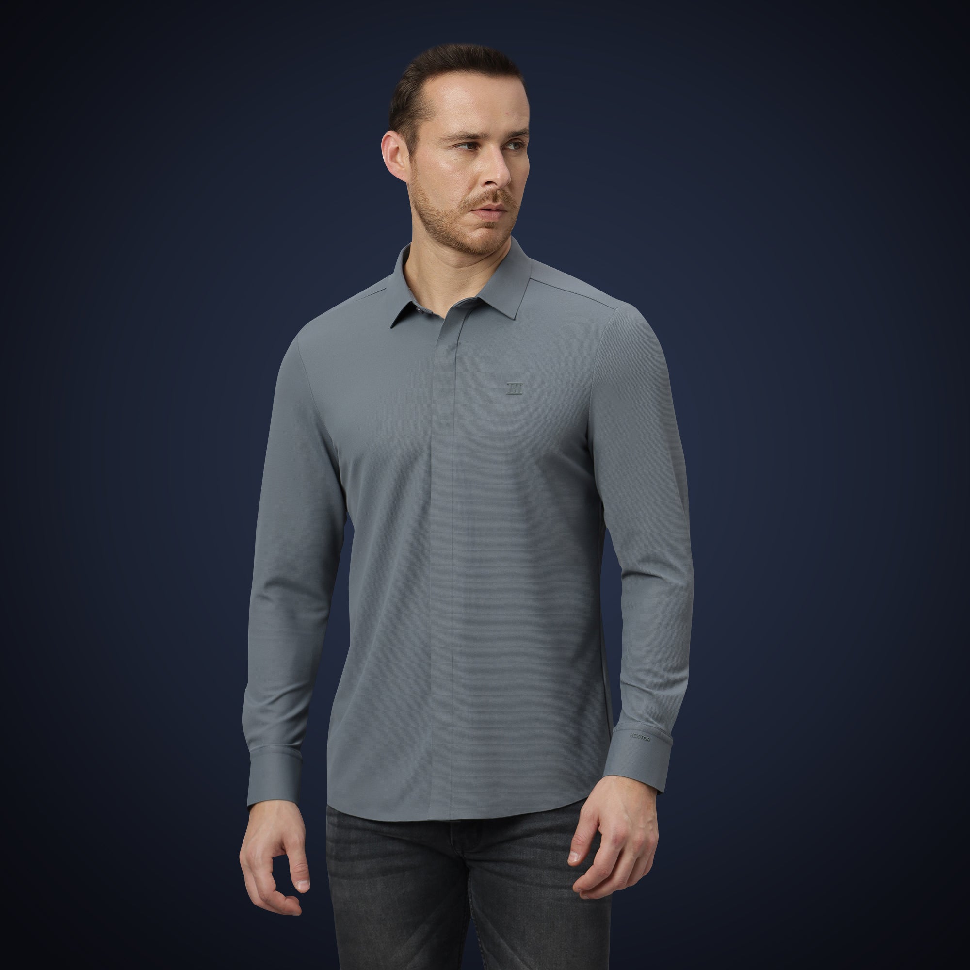 Hidden Button Shirt - Long Sleeve - Bubble Checks