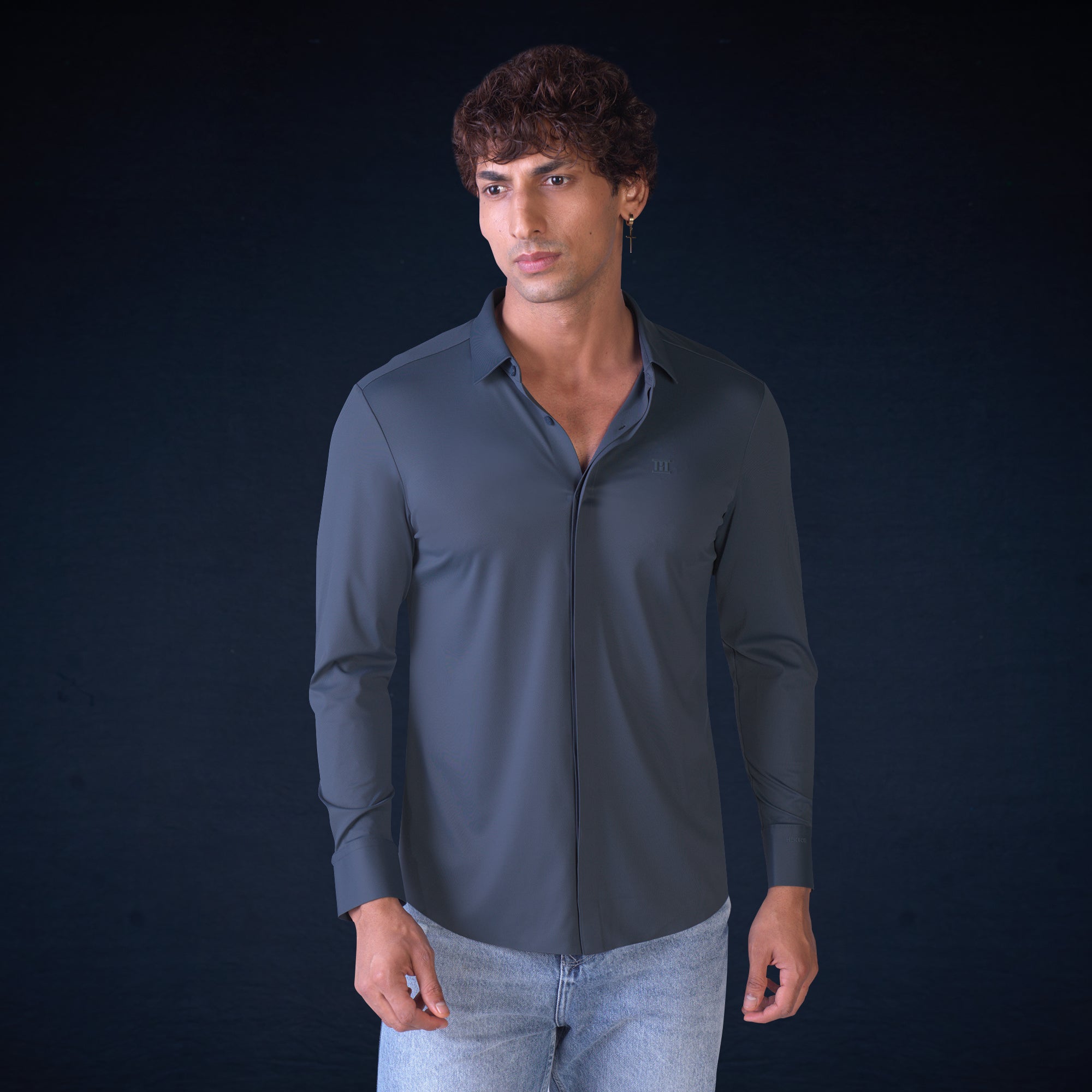 Hidden Button Shirt - Long Sleeve - Twill
