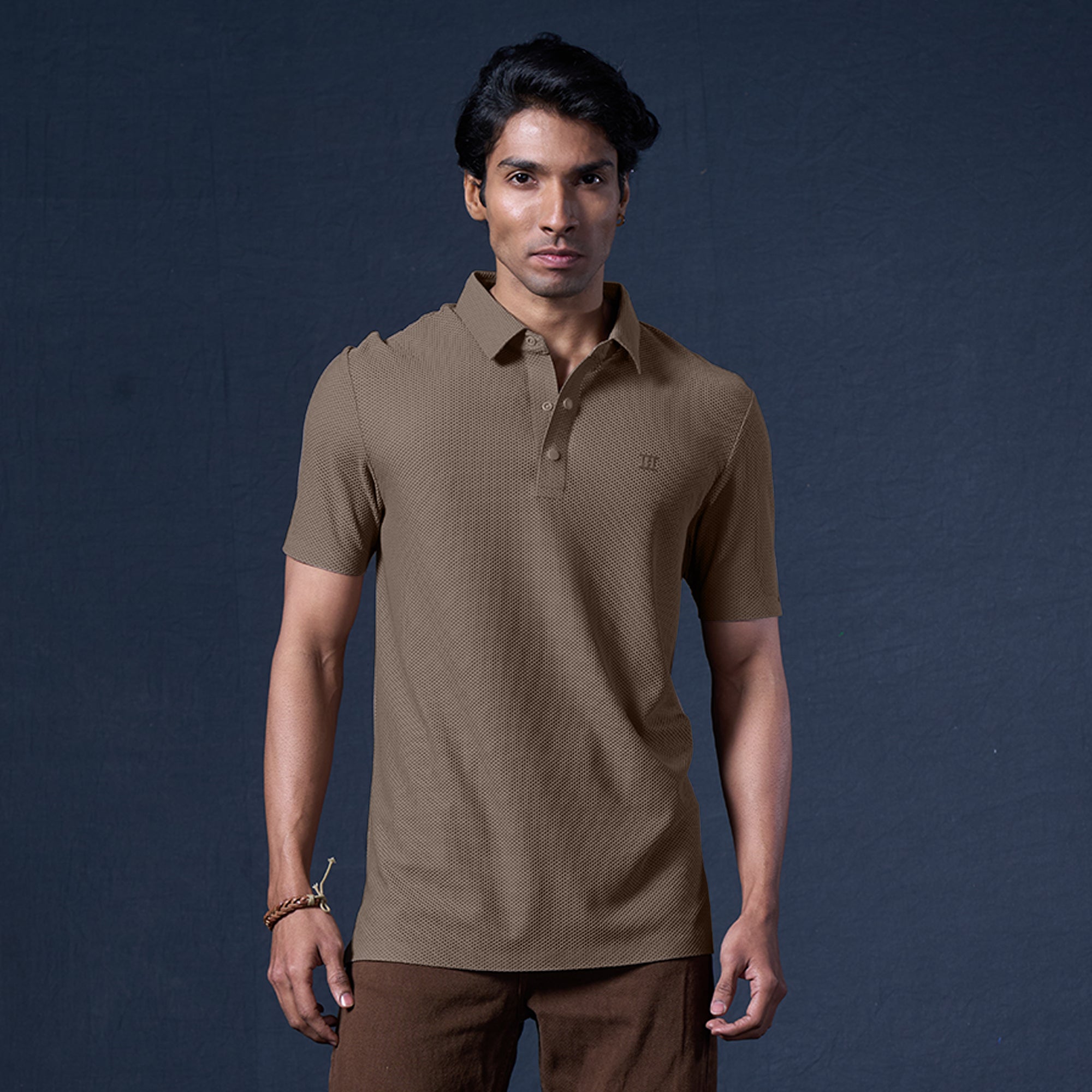 Snap Button Polo - Bubble Jacquard