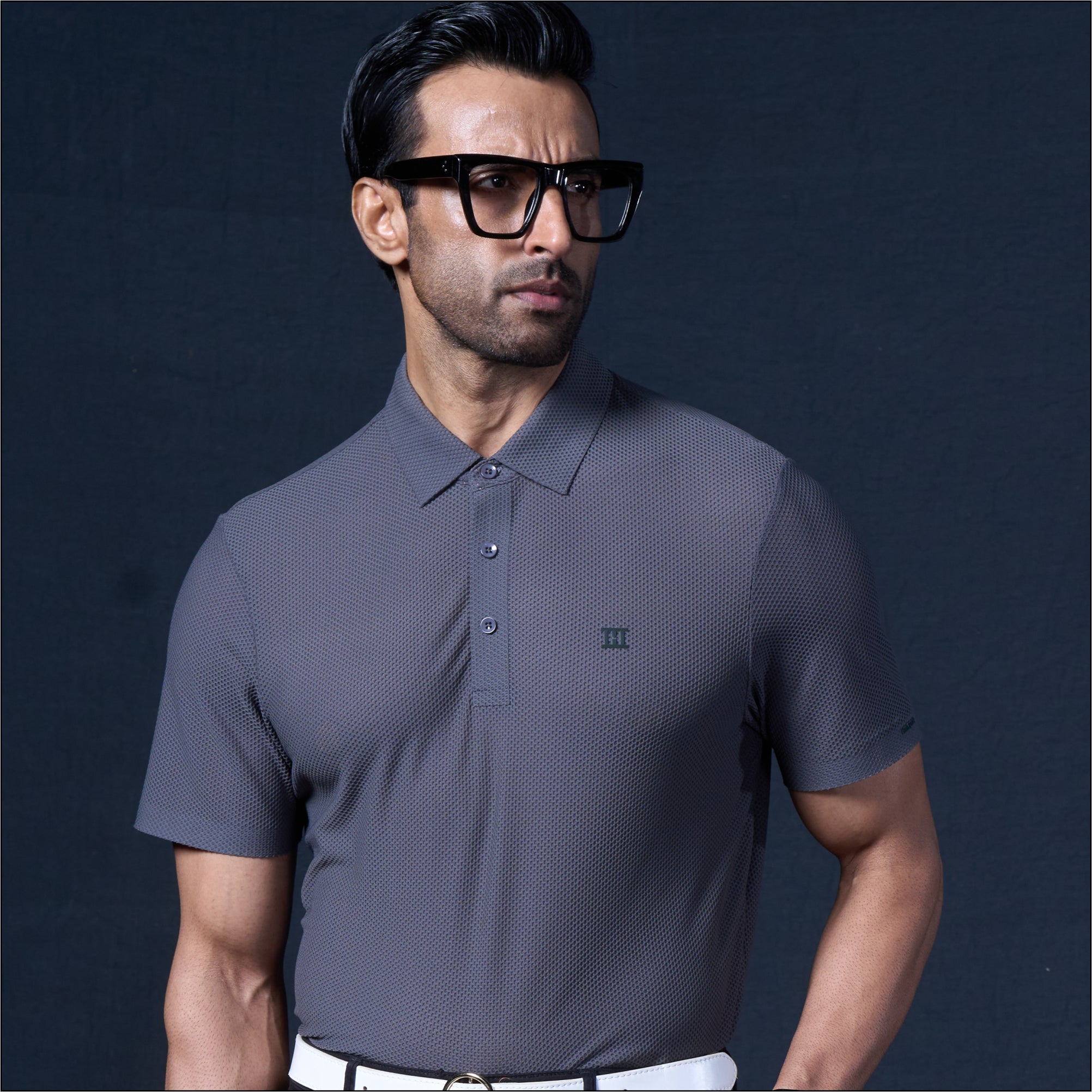 Open Button Polo - Bubble Jacquard