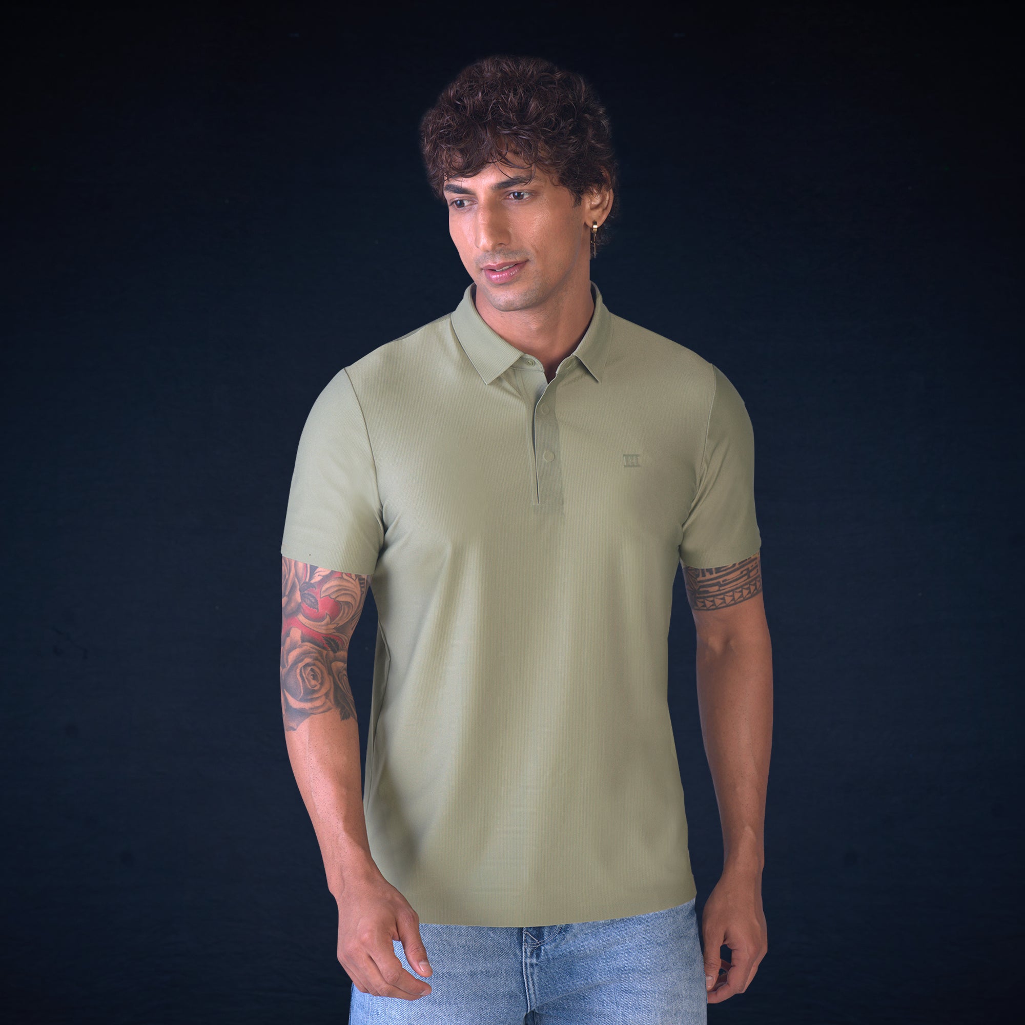 Hidden Button Polo - Small Checks