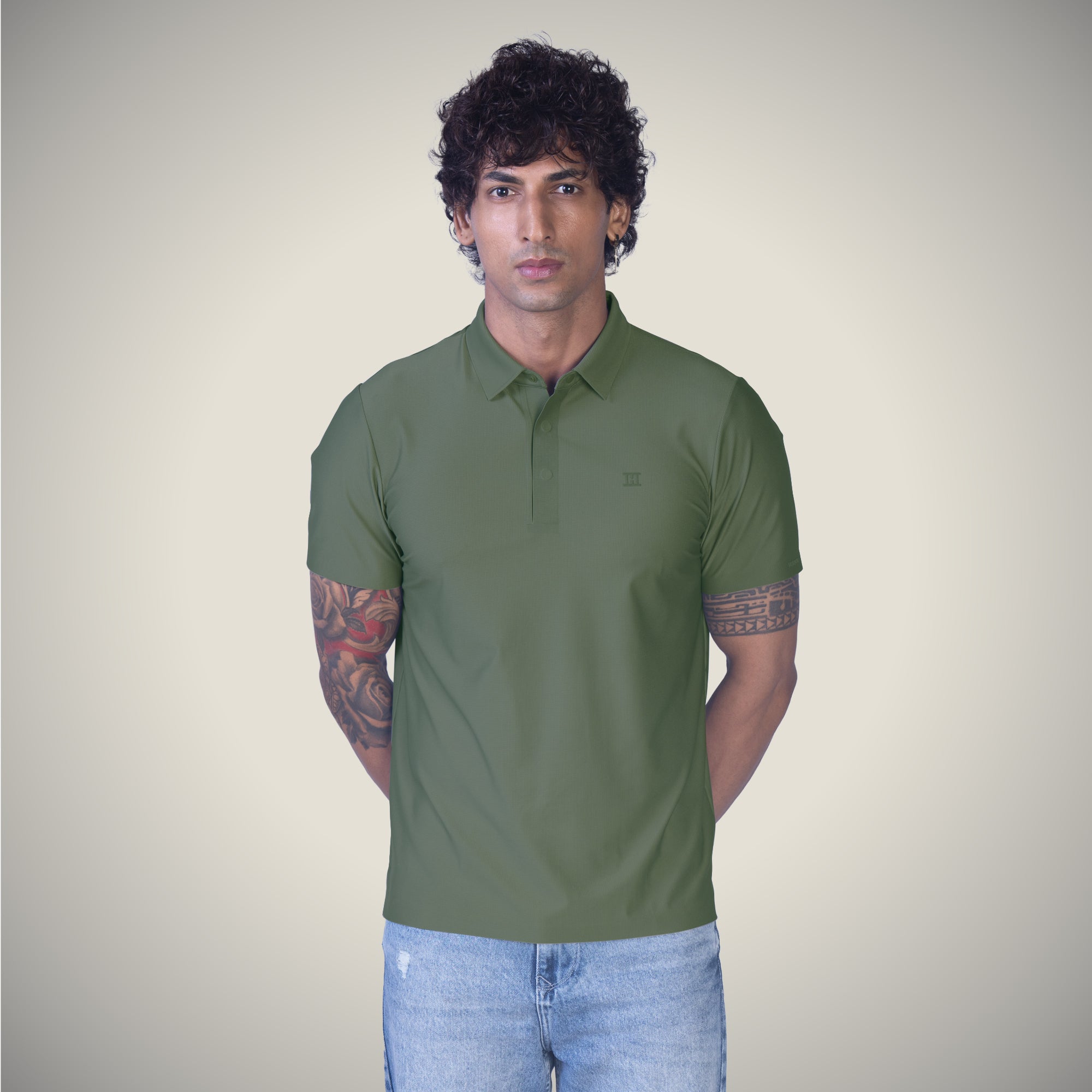 Hidden Button Polo - Small Checks