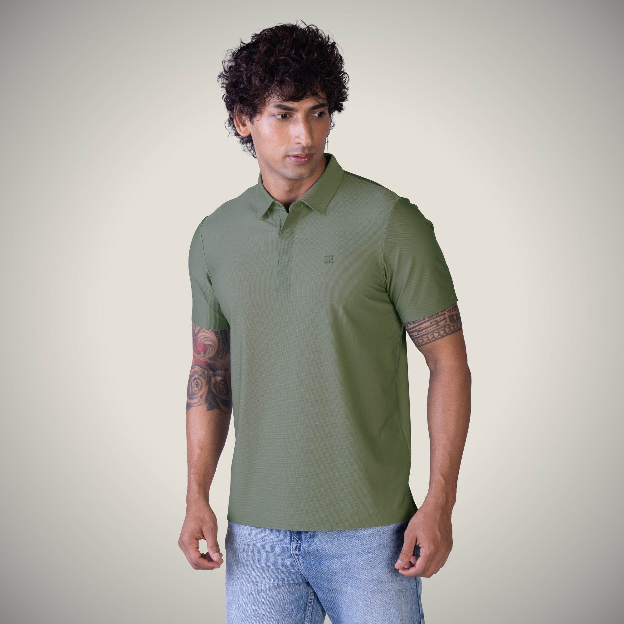 Hektor -Premium-Bonded- Hidden Button Polo - Small Checks -Mens