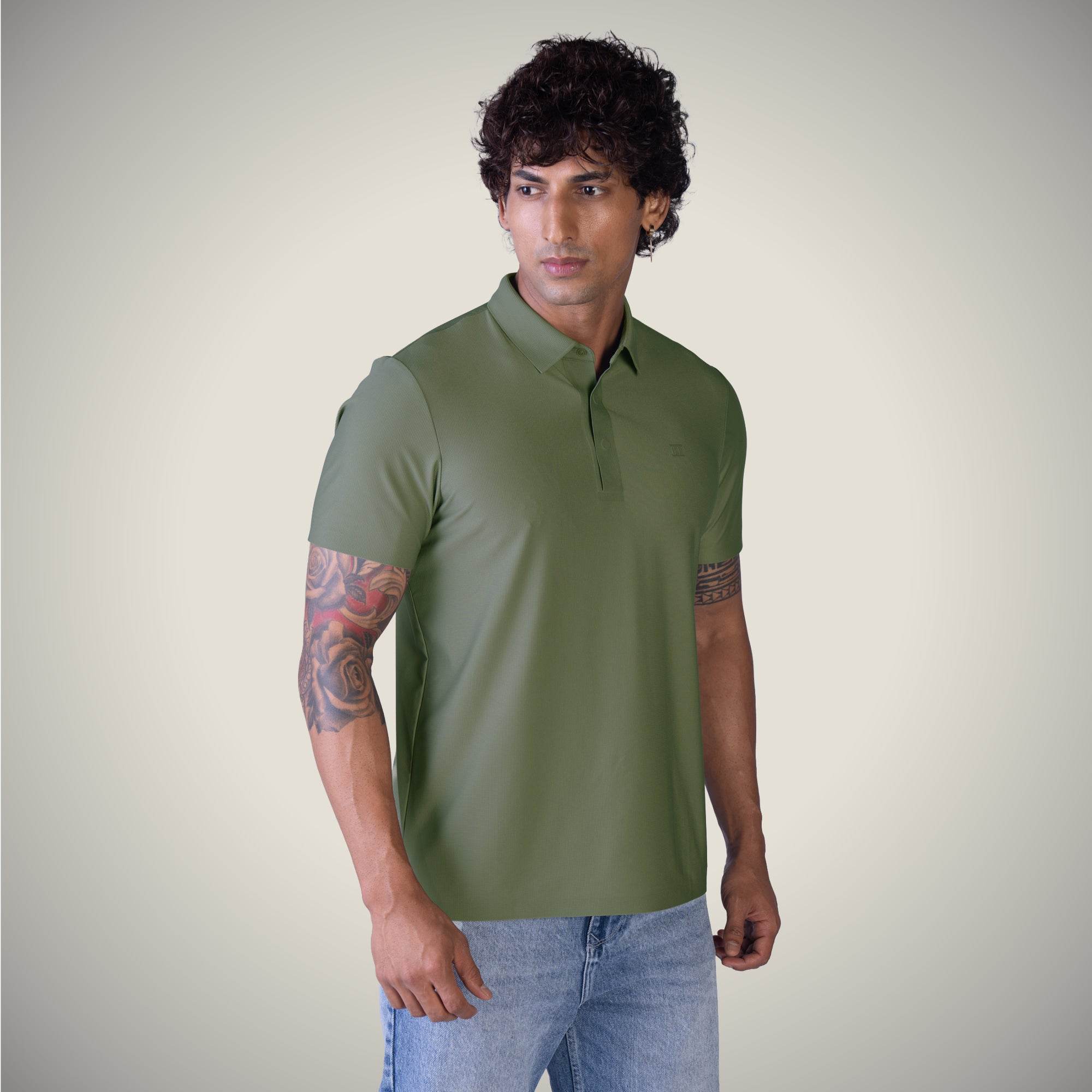 Hektor -Premium-Bonded- Hidden Button Polo - Small Checks -Mens