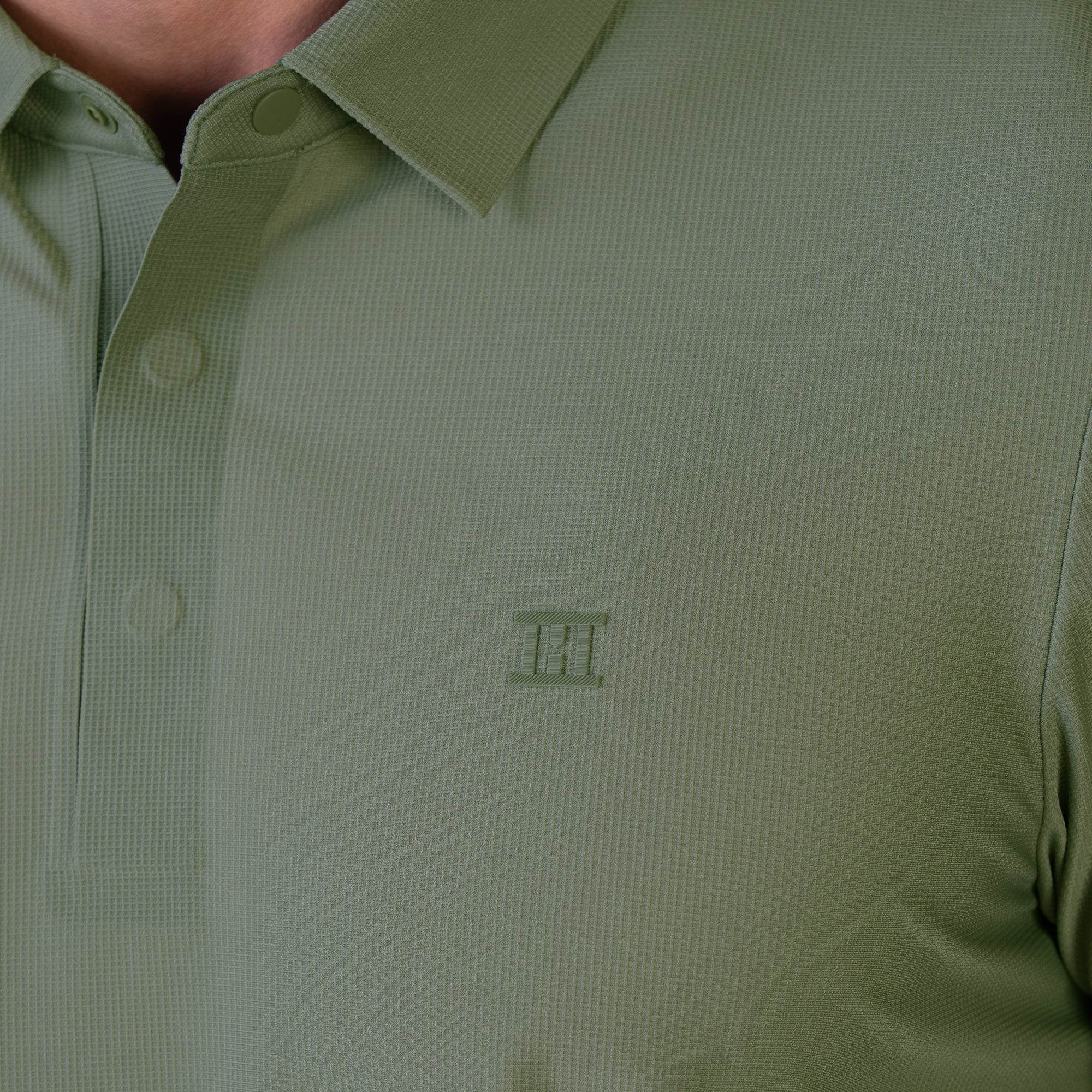 Hektor -Premium-Bonded- Hidden Button Polo - Small Checks -Mens