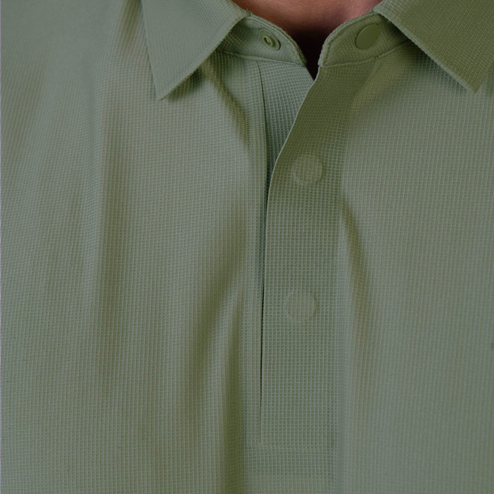 Hektor -Premium-Bonded- Hidden Button Polo - Small Checks -Mens