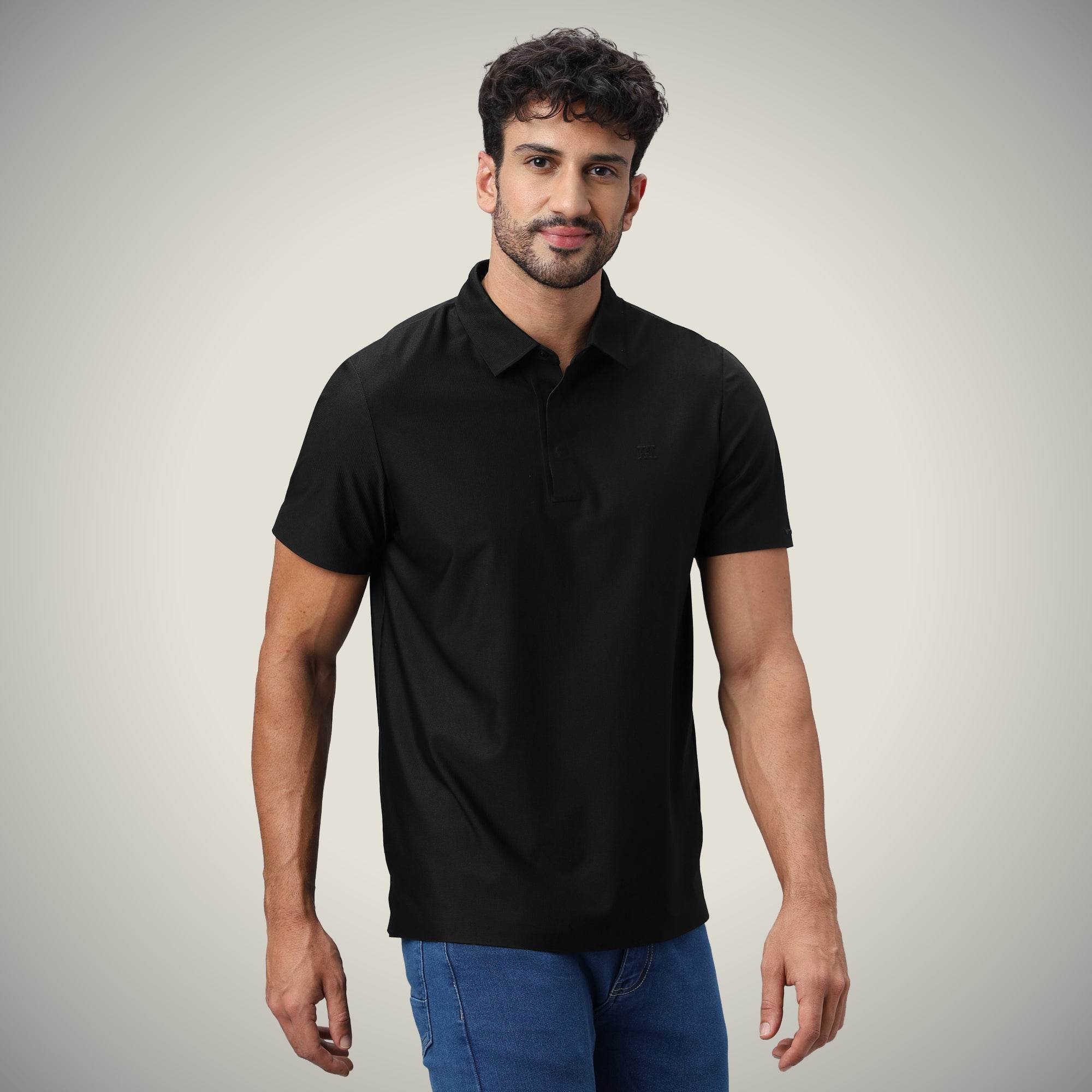 Hektor -Premium-Bonded- Hidden Button Polo - Small Checks -Mens