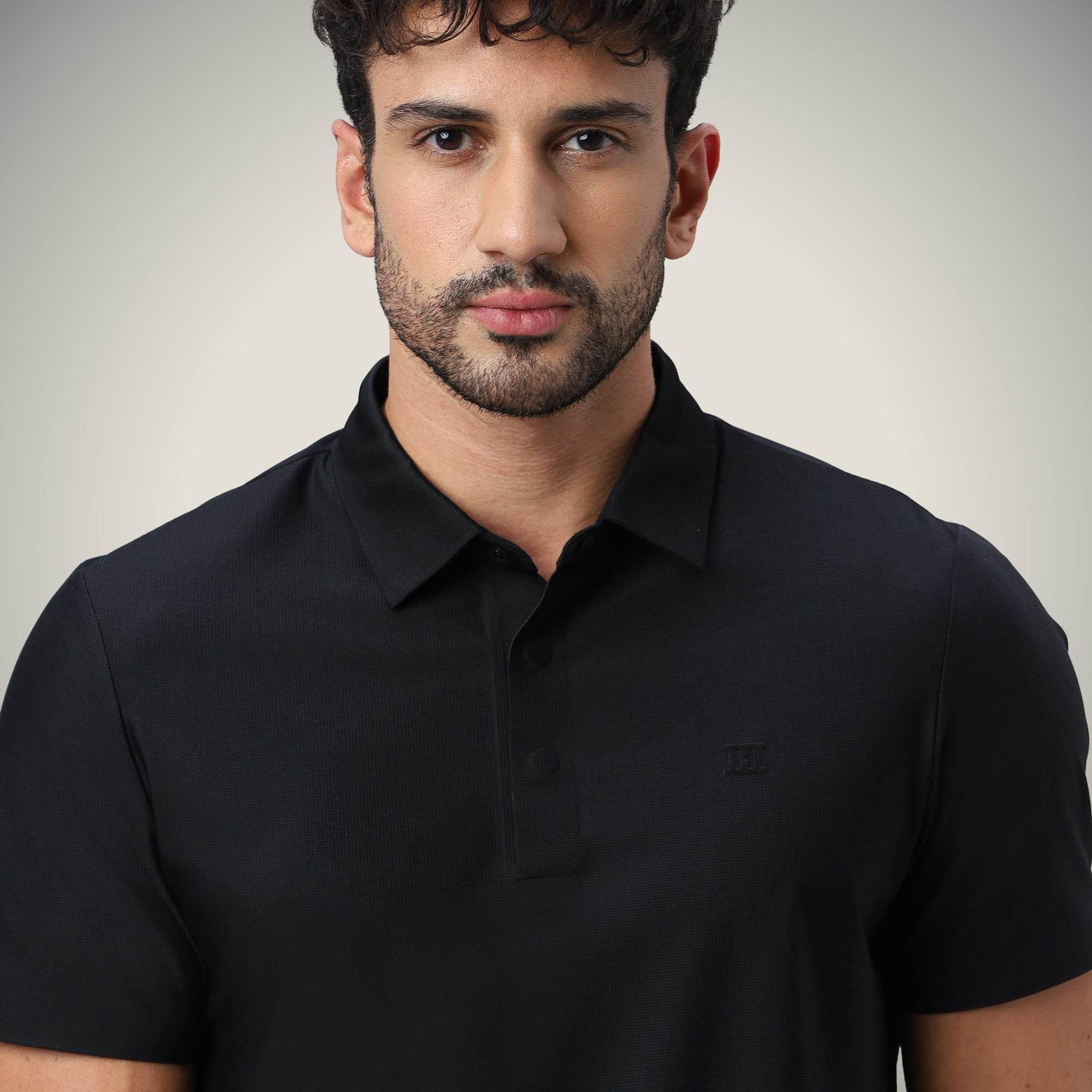 Hektor -Premium-Bonded- Hidden Button Polo - Small Checks -Mens