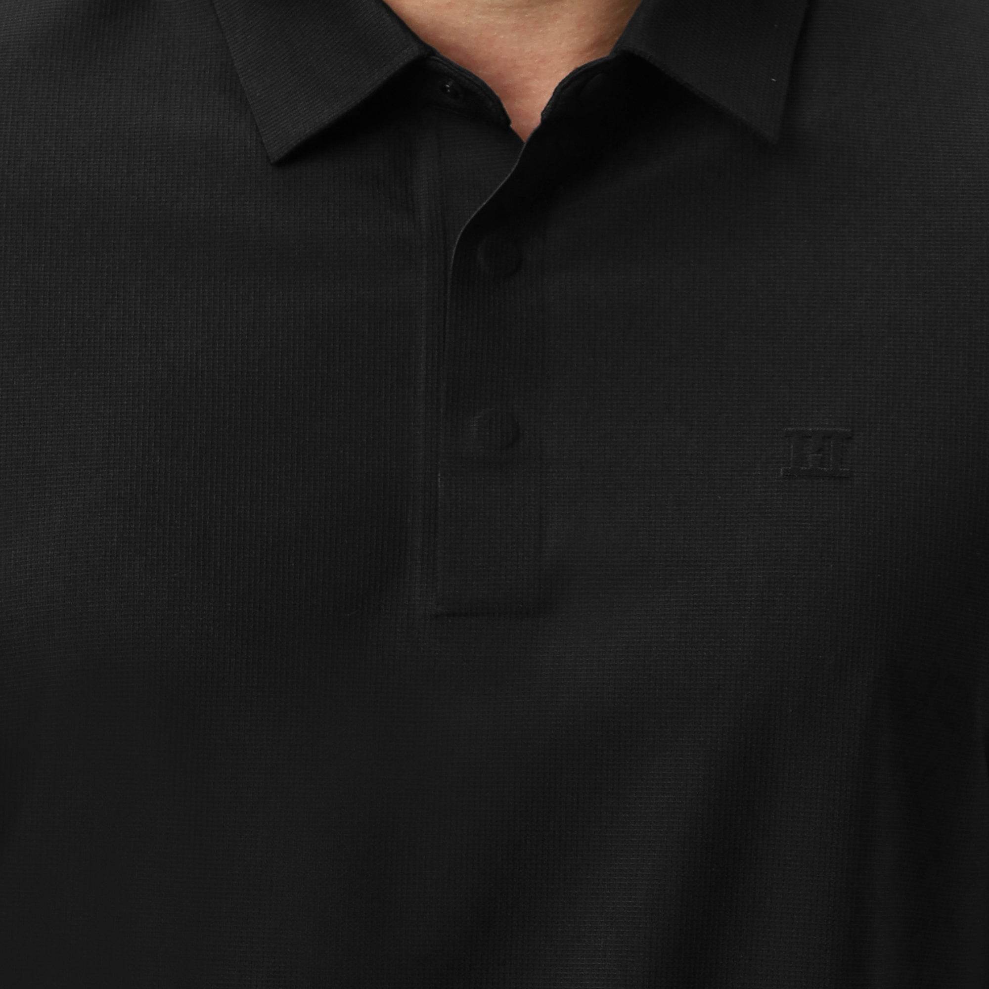 Hektor -Premium-Bonded- Hidden Button Polo - Small Checks -Mens