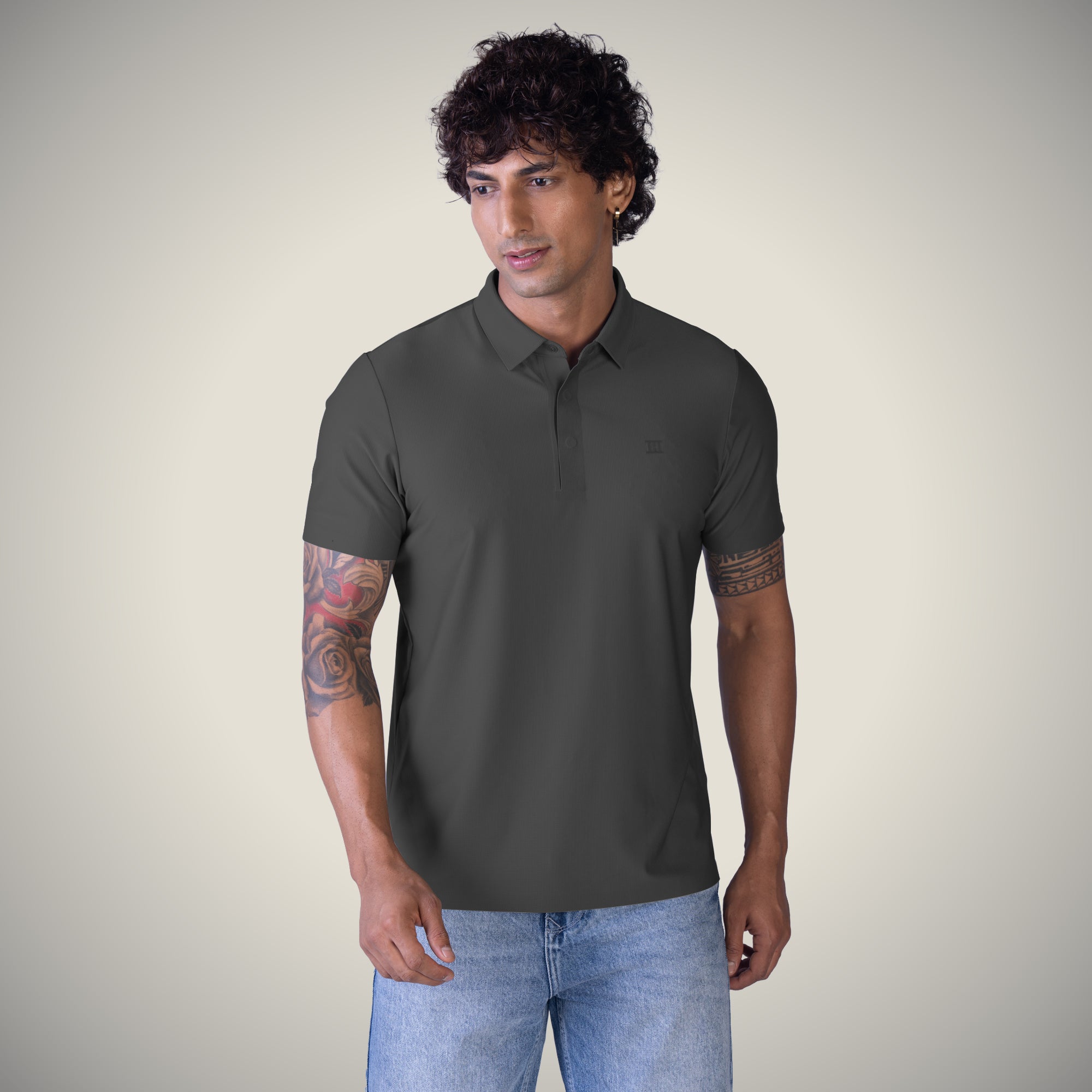 Hidden Button Polo - Small Checks