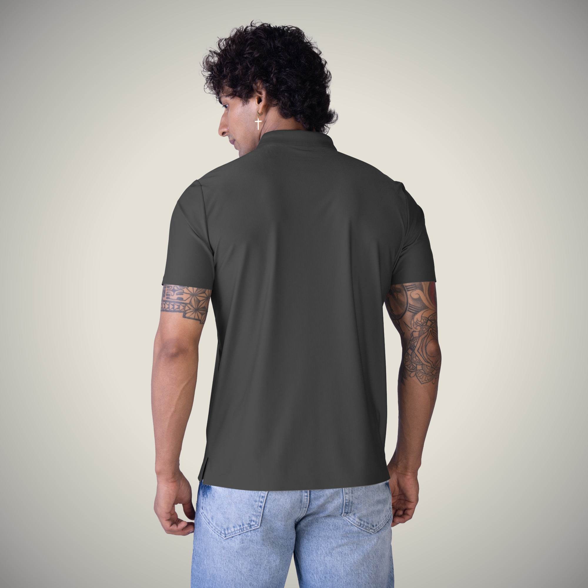 Hektor -Premium-Bonded- Hidden Button Polo - Small Checks -Mens