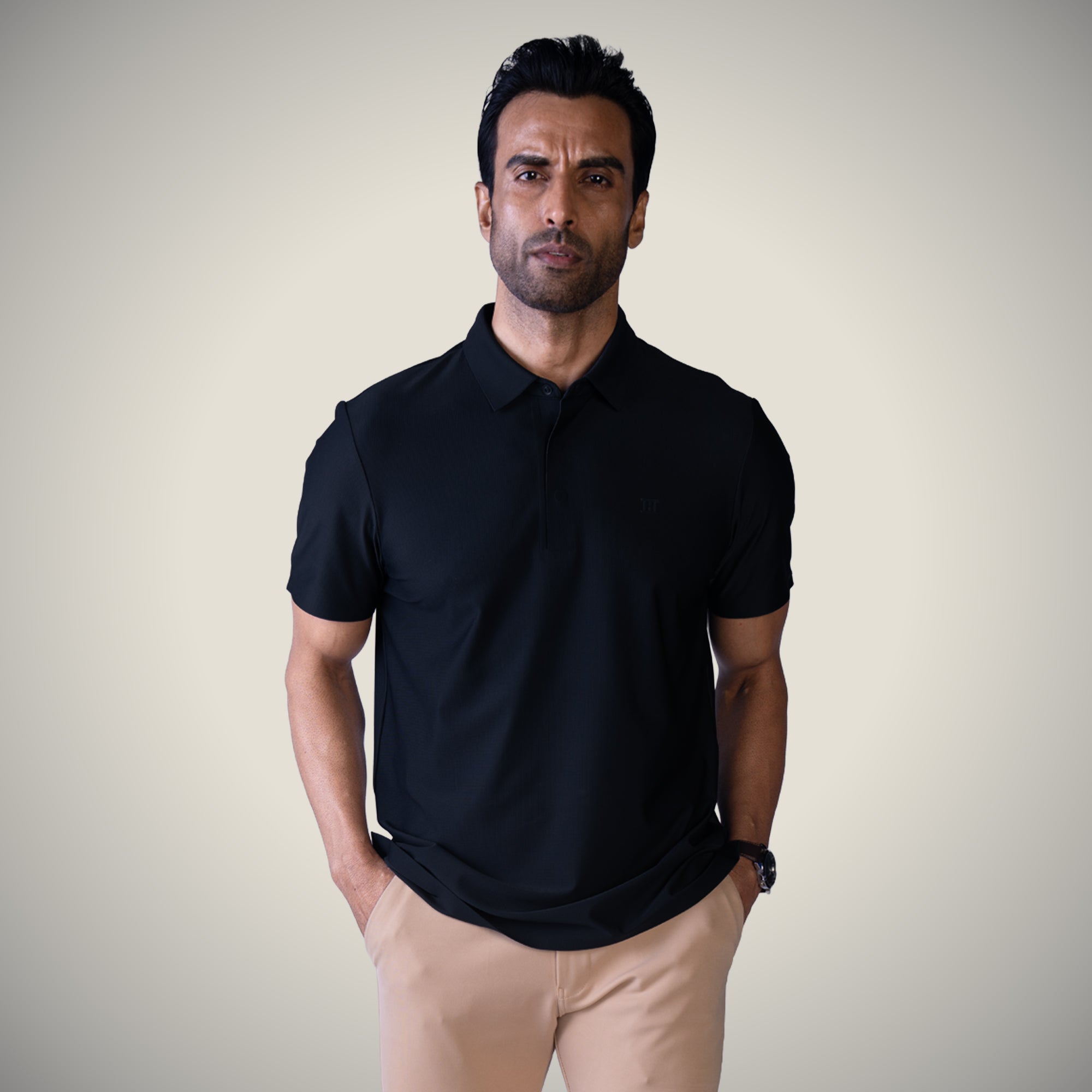 Hidden Button Polo - Small Checks