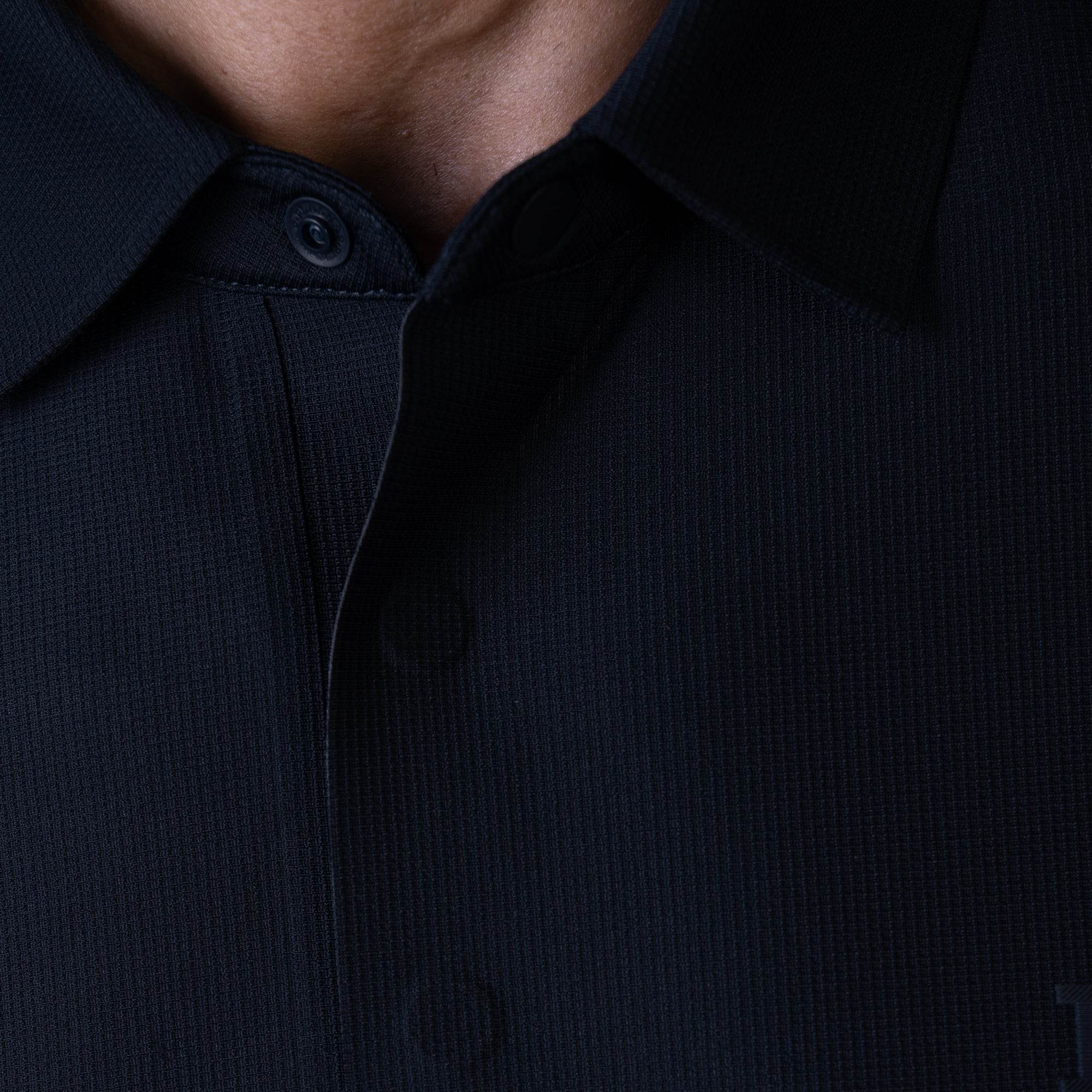 Hektor -Premium-Bonded- Hidden Button Polo - Small Checks -Mens