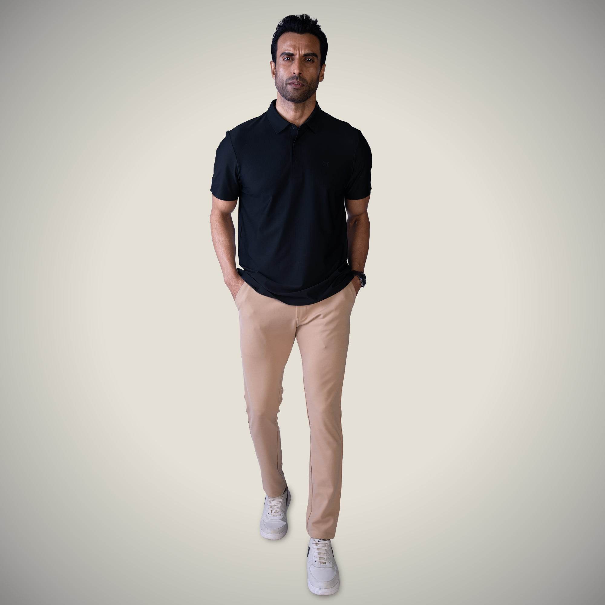 Hektor -Premium-Bonded- Hidden Button Polo - Small Checks -Mens