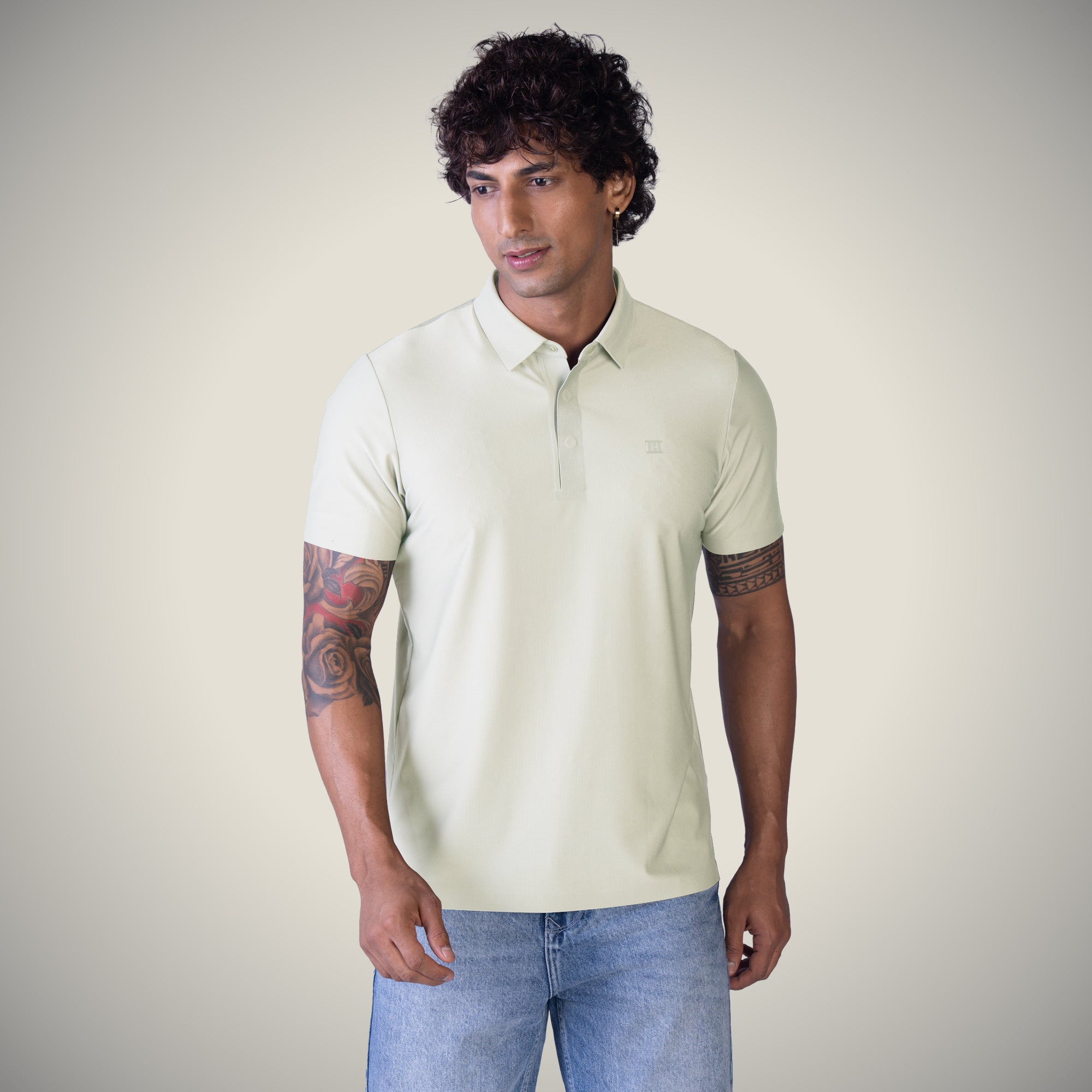 Hidden Button Polo - Small Checks