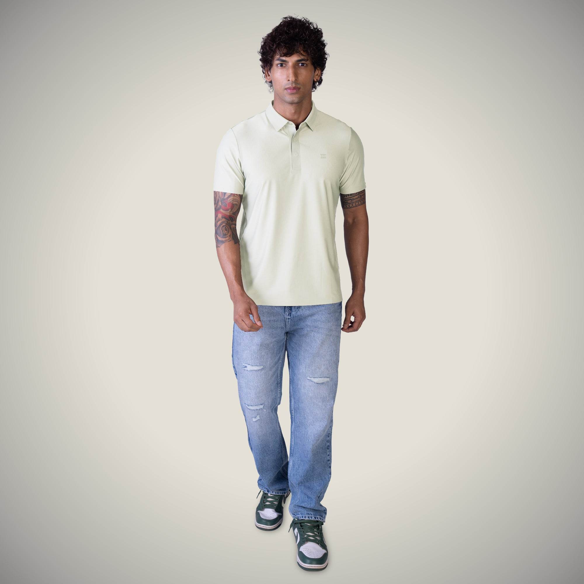 Hektor -Premium-Bonded- Hidden Button Polo - Small Checks -Mens