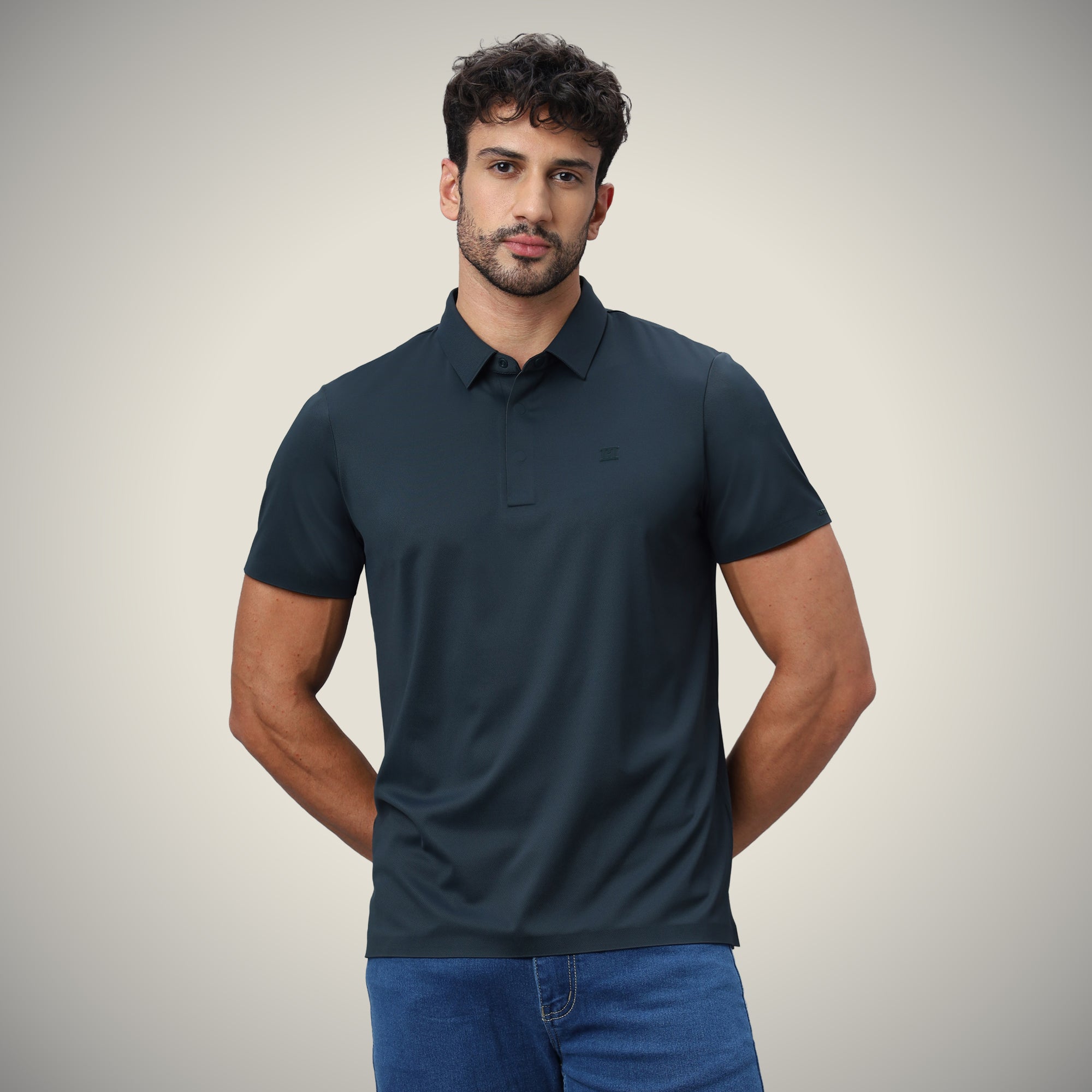 Hidden Button Polo - Twill T Shirt
