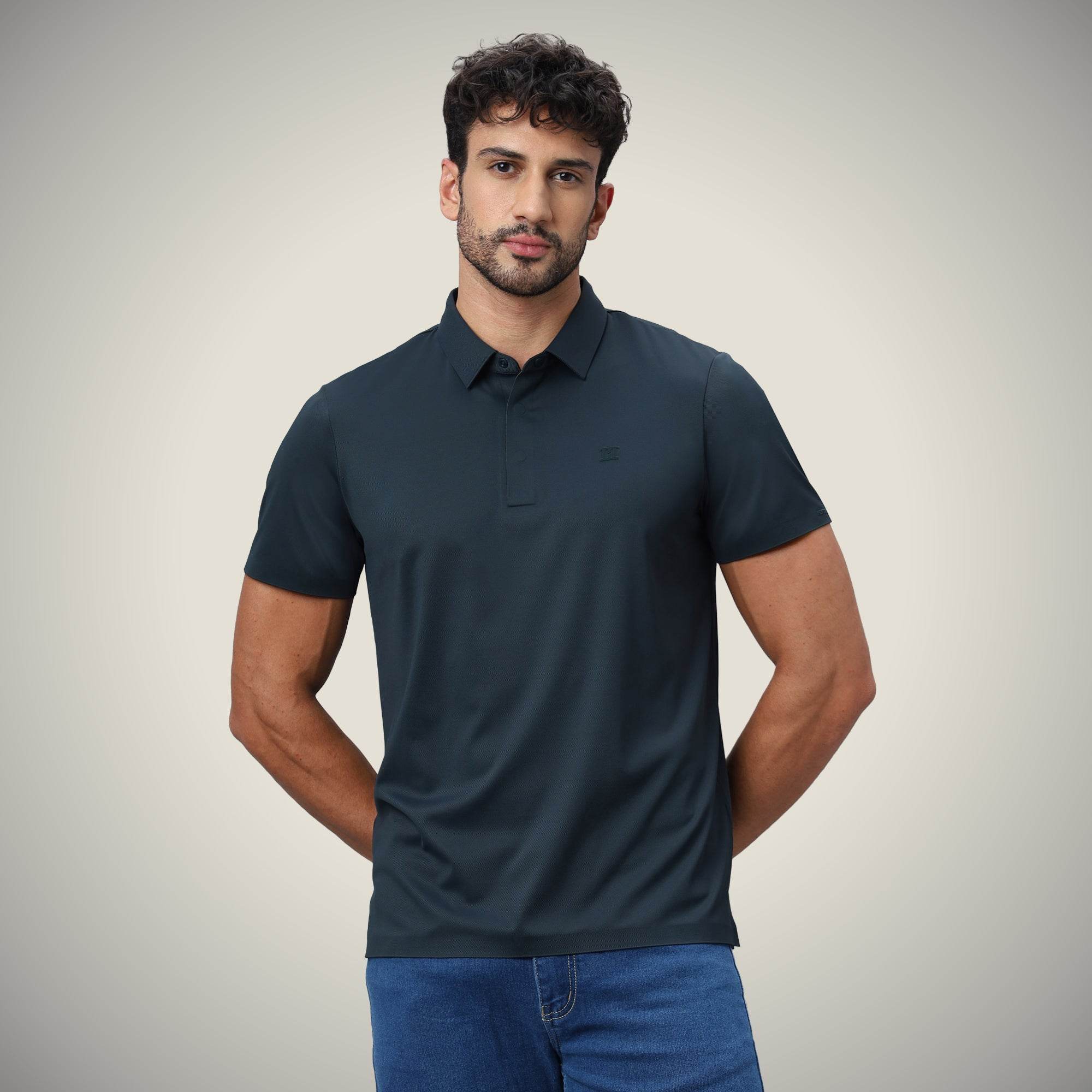 Hektor -Premium-Bonded- Hidden Button Polo - Twill T Shirt -Mens
