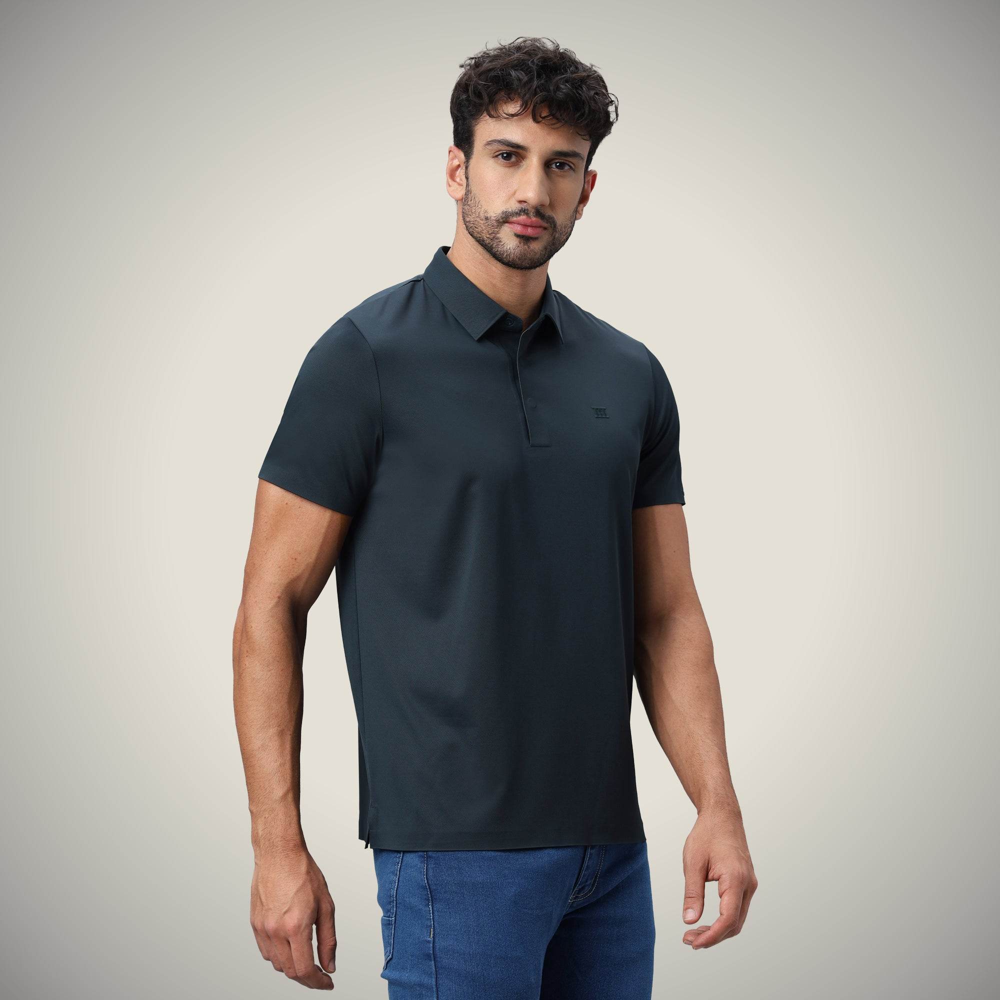 Hektor -Premium-Bonded- Hidden Button Polo - Twill T Shirt -Mens