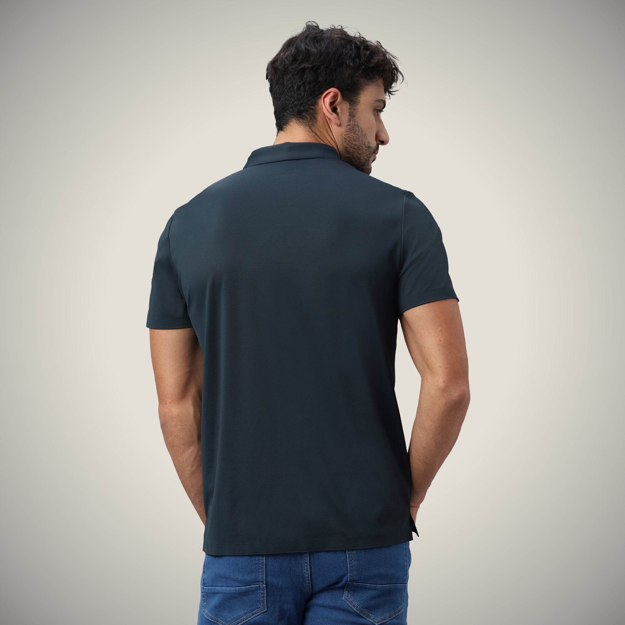 Hektor -Premium-Bonded- Hidden Button Polo - Twill T Shirt -Mens