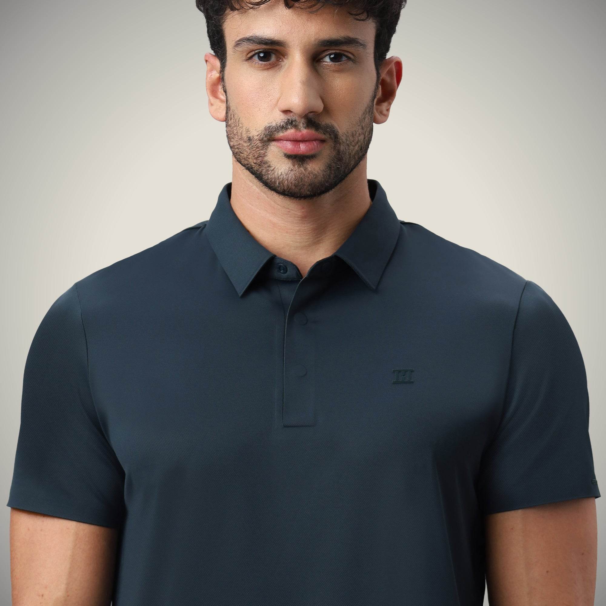 Hektor -Premium-Bonded- Hidden Button Polo - Twill T Shirt -Mens