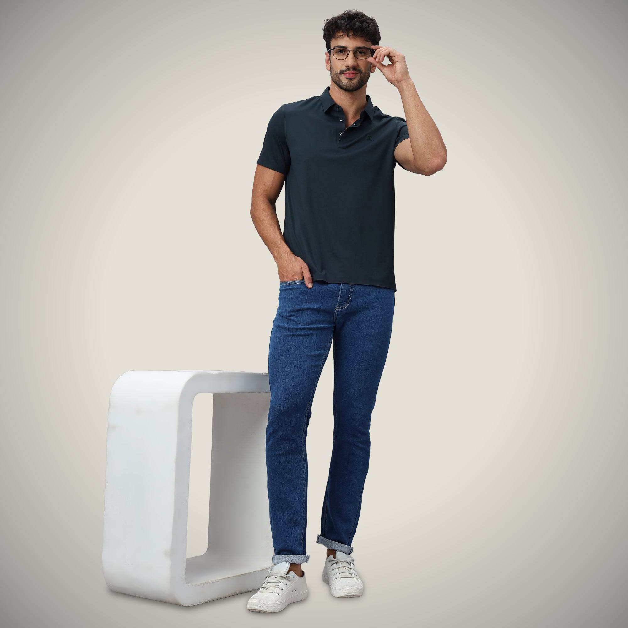 Hektor -Premium-Bonded- Hidden Button Polo - Twill T Shirt -Mens