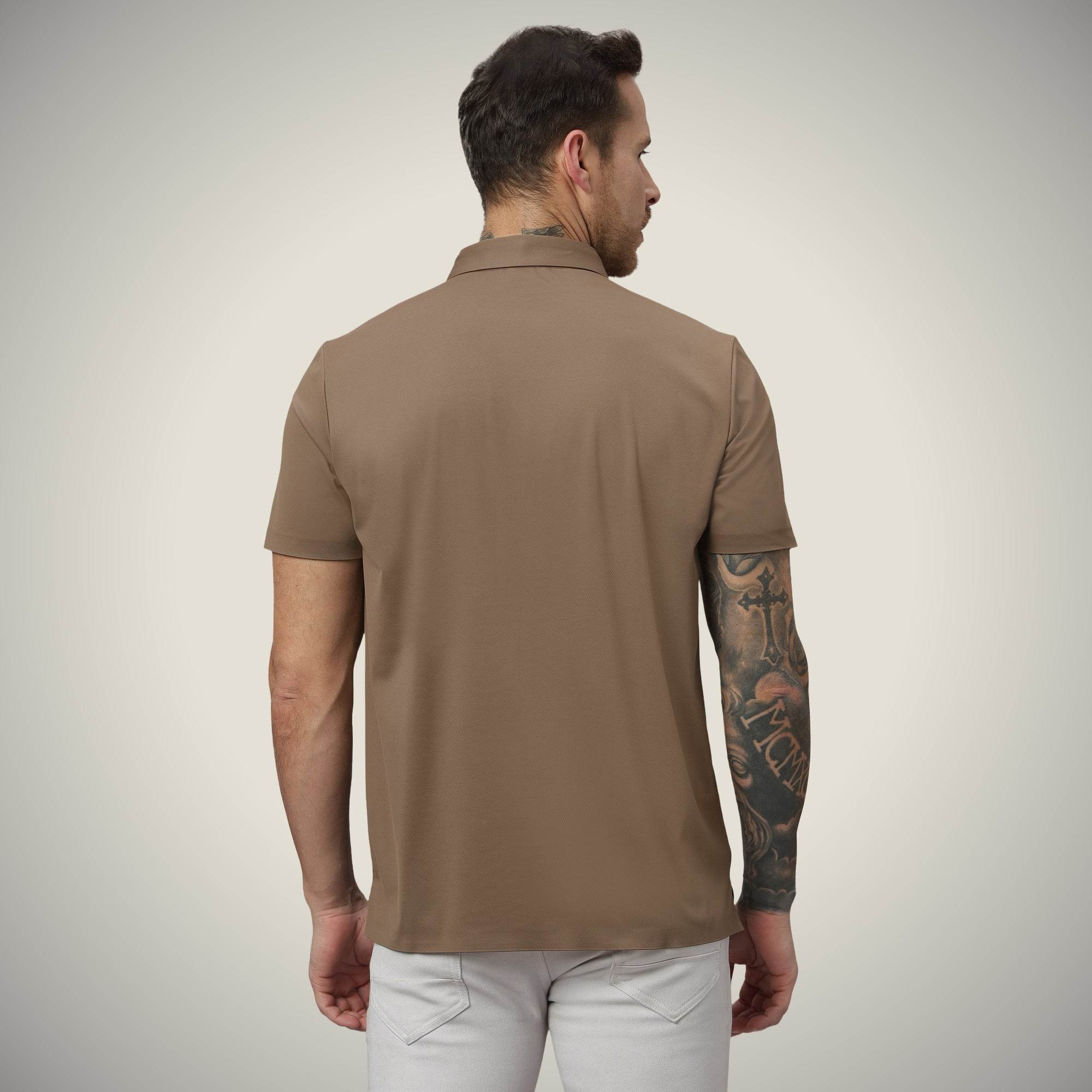 Hektor -Premium-Bonded- Hidden Button Polo - Twill T Shirt -Mens