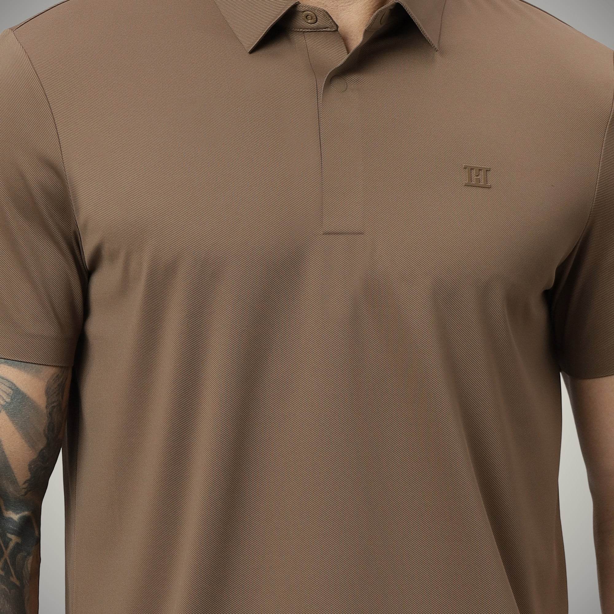 Hektor -Premium-Bonded- Hidden Button Polo - Twill T Shirt -Mens