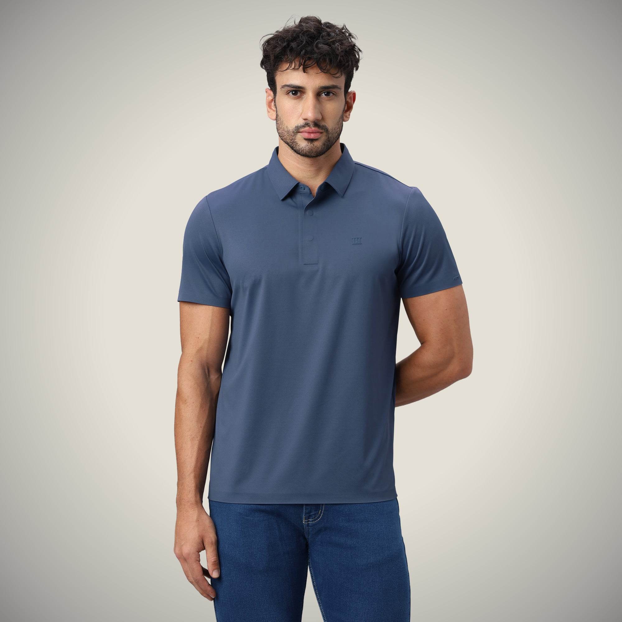 Hektor -Premium-Bonded- Hidden Button Polo - Twill T Shirt -Mens