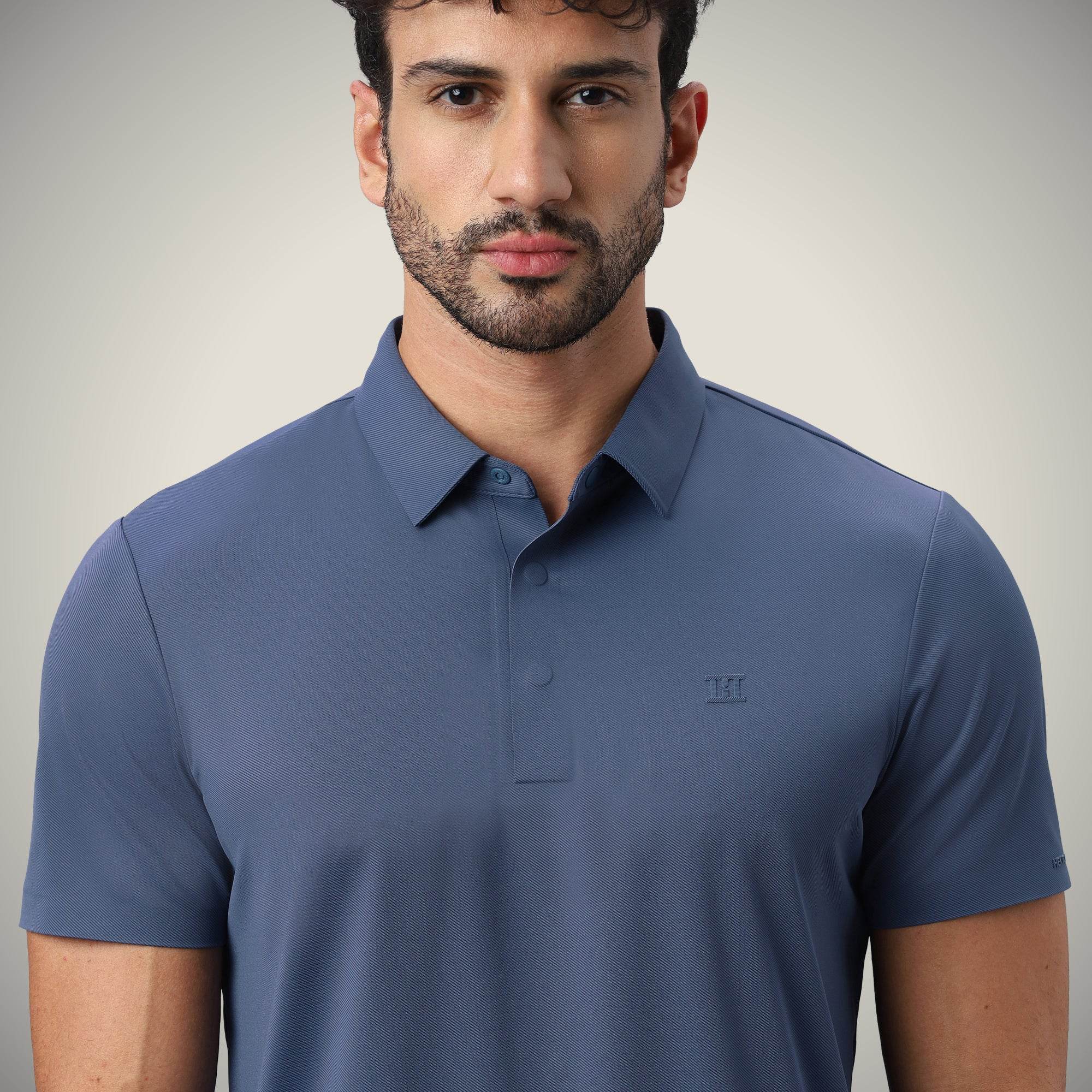 Hektor -Premium-Bonded- Hidden Button Polo - Twill T Shirt -Mens