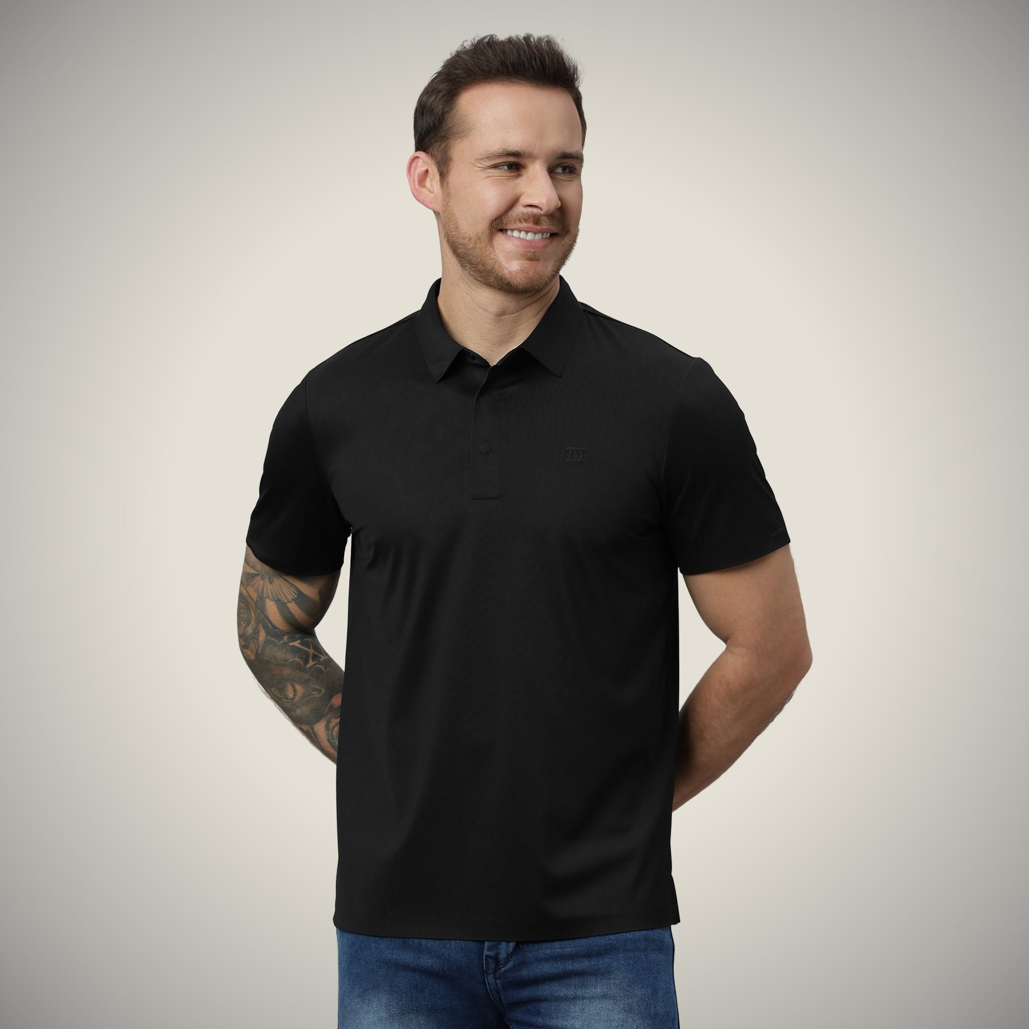 Hidden Button Polo - Twill T Shirt