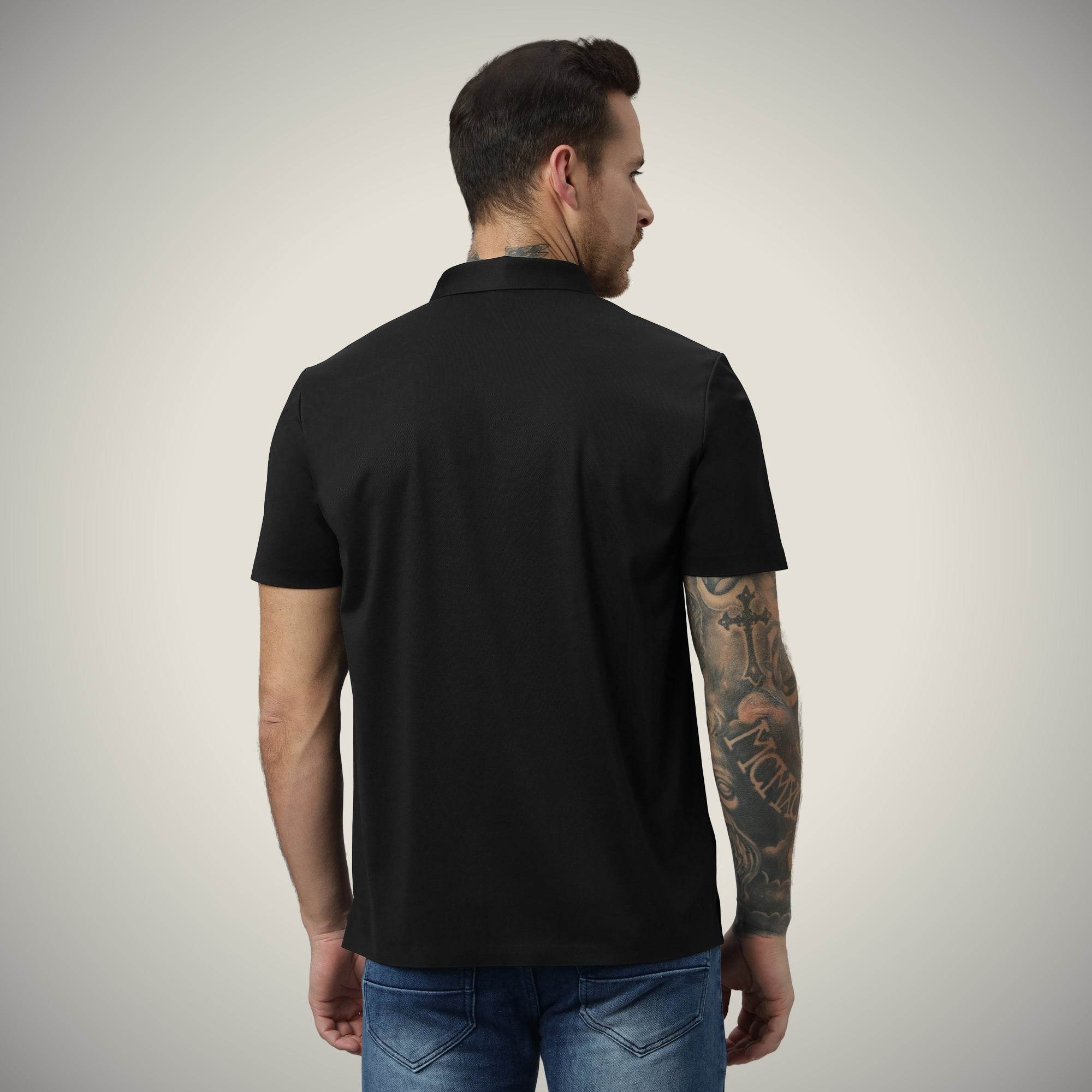 Hektor -Premium-Bonded- Hidden Button Polo - Twill T Shirt -Mens