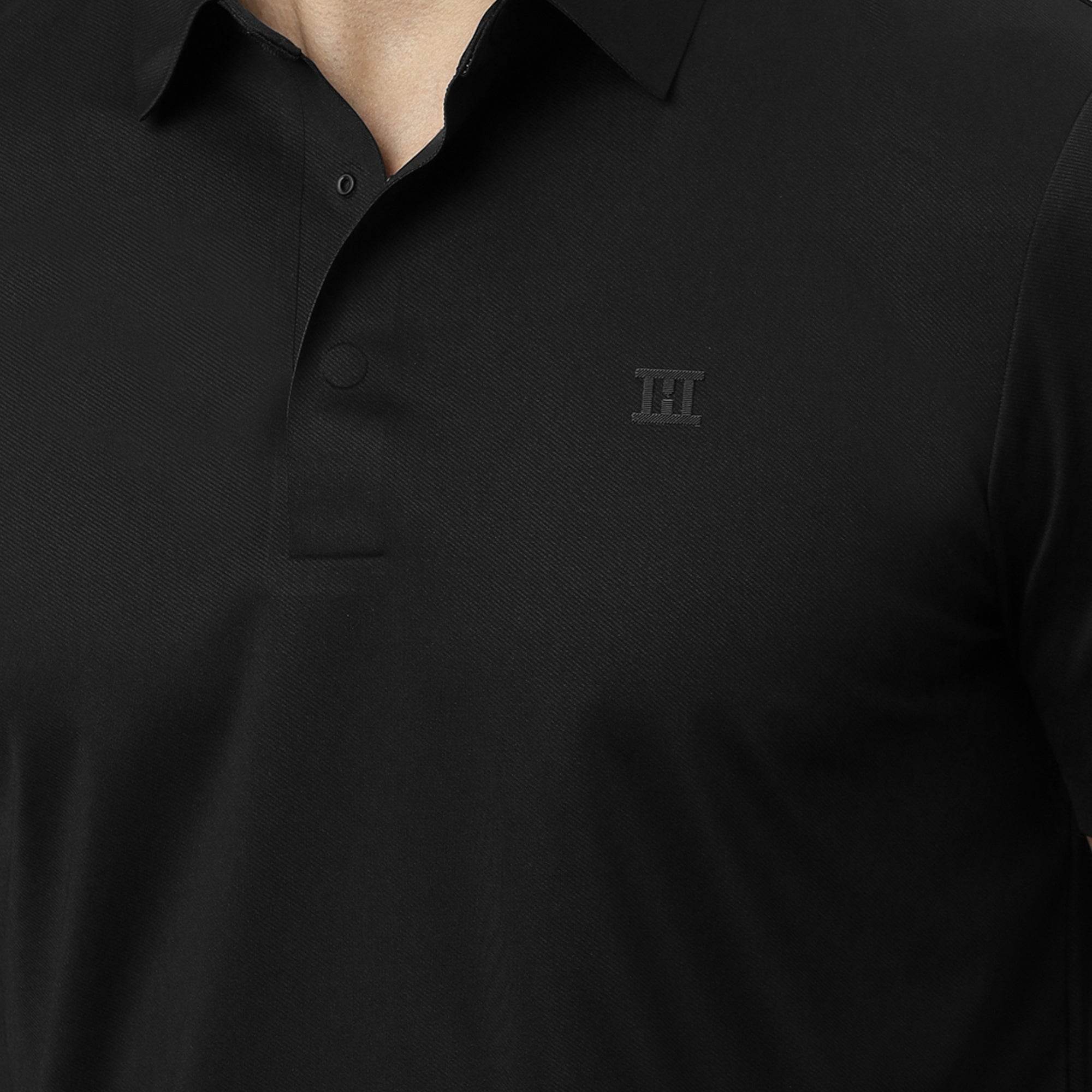 Hektor -Premium-Bonded- Hidden Button Polo - Twill T Shirt -Mens