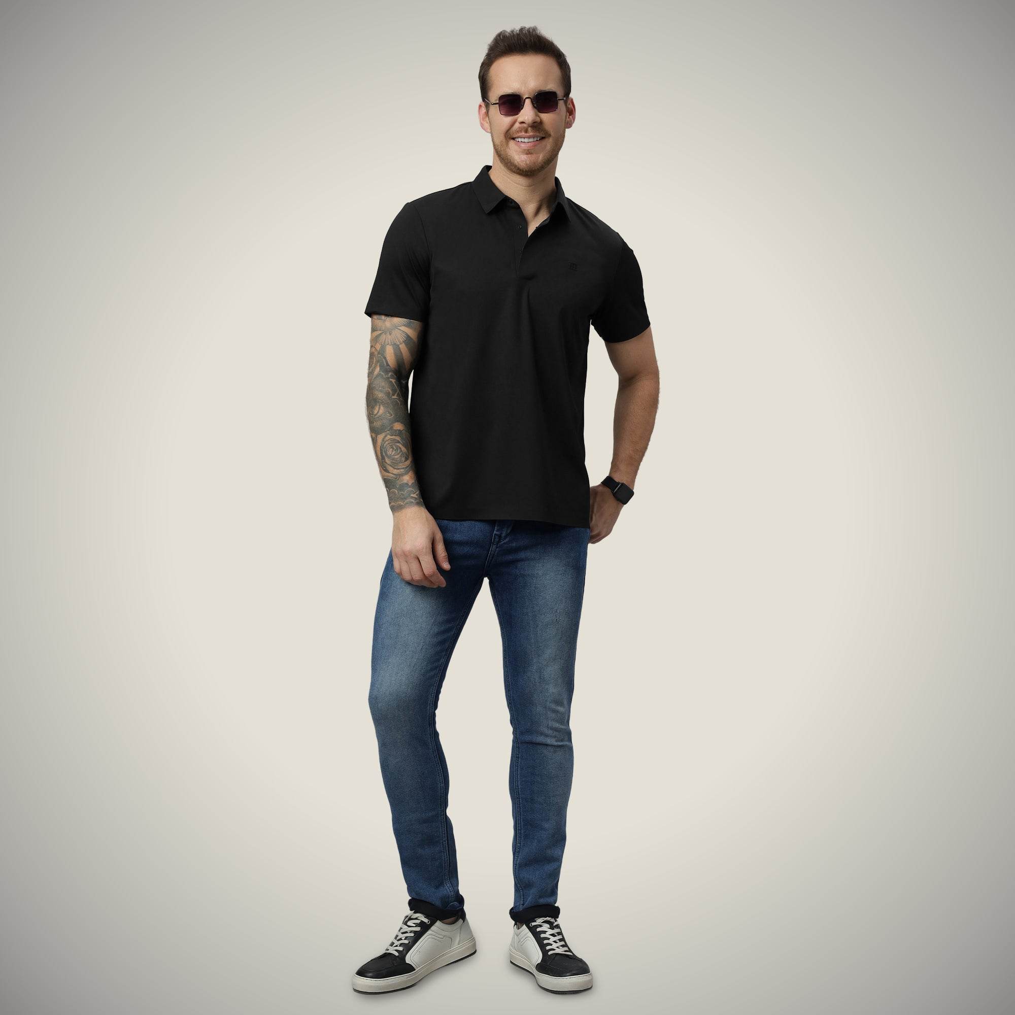 Hektor -Premium-Bonded- Hidden Button Polo - Twill T Shirt -Mens