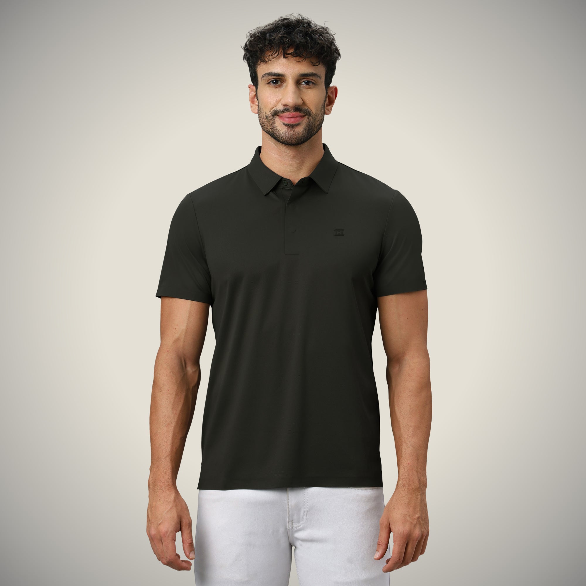 Hektor -Premium-Bonded- Hidden Button Polo - Twill T Shirt -Mens