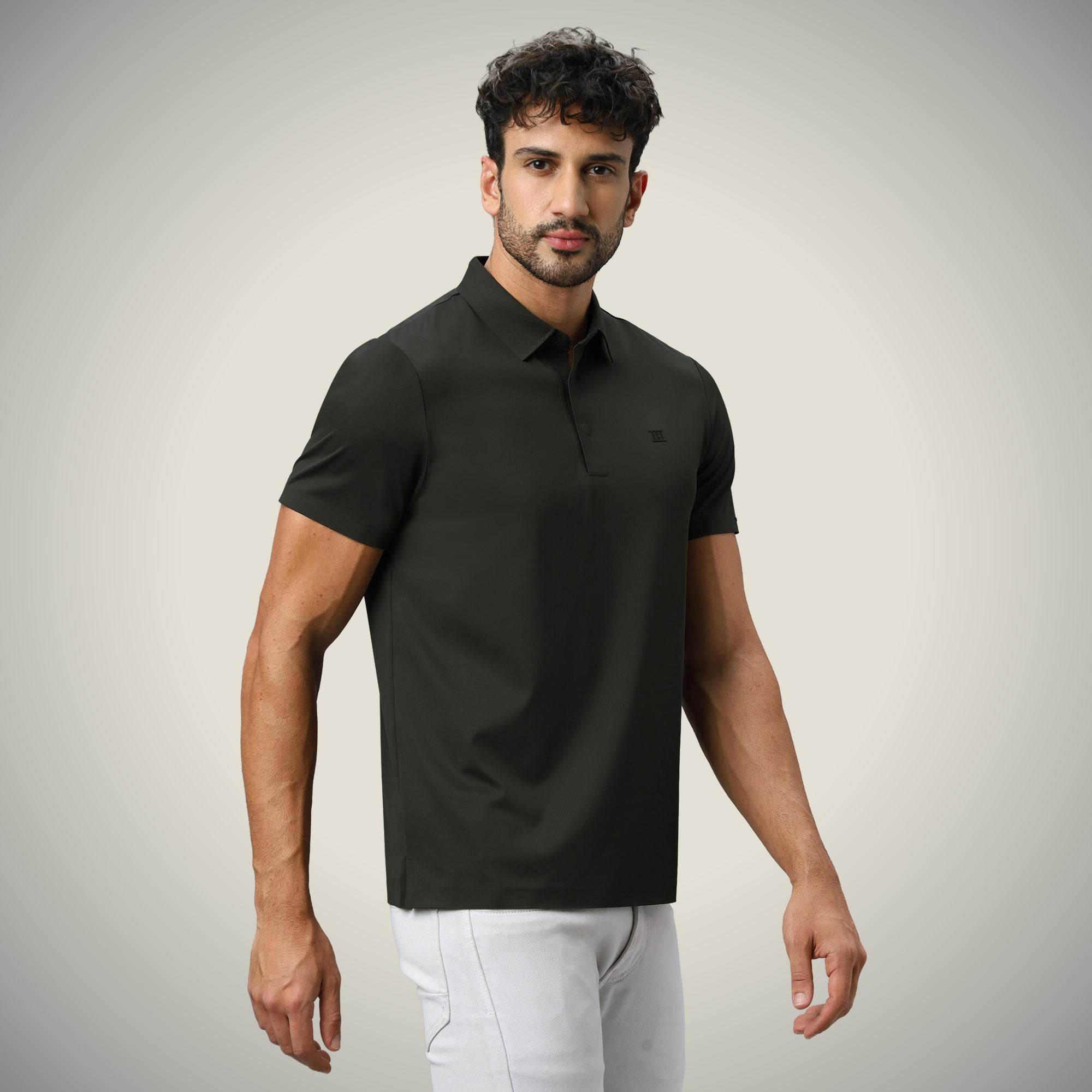 Hektor -Premium-Bonded- Hidden Button Polo - Twill T Shirt -Mens