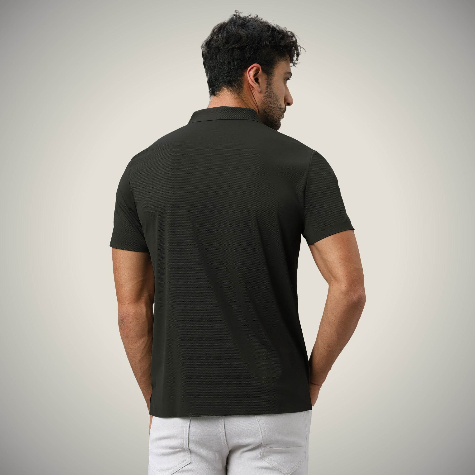Hektor -Premium-Bonded- Hidden Button Polo - Twill T Shirt -Mens