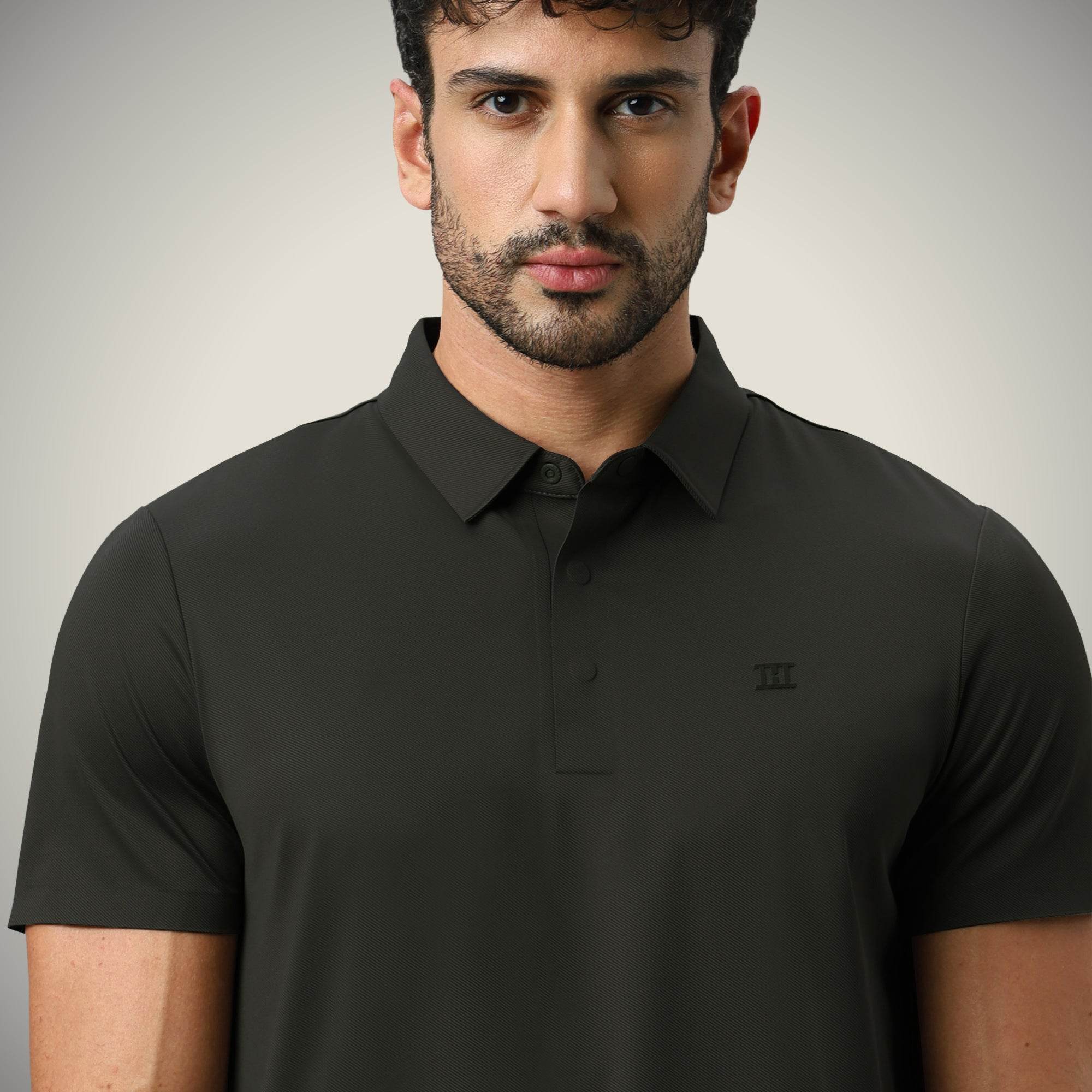 Hektor -Premium-Bonded- Hidden Button Polo - Twill T Shirt -Mens