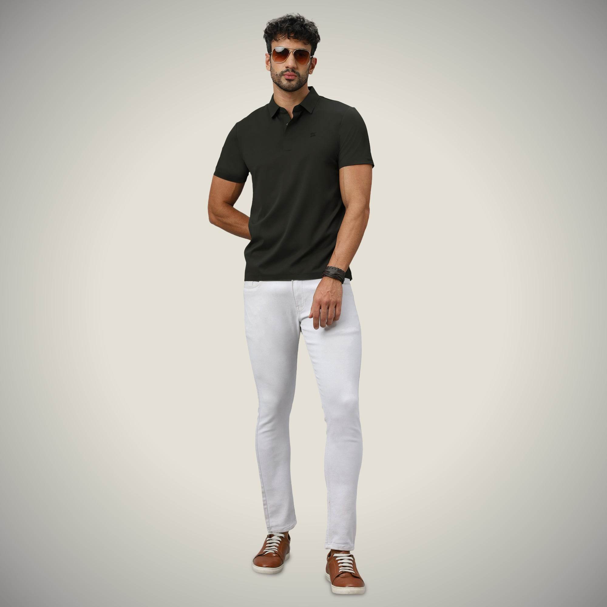 Hektor -Premium-Bonded- Hidden Button Polo - Twill T Shirt -Mens