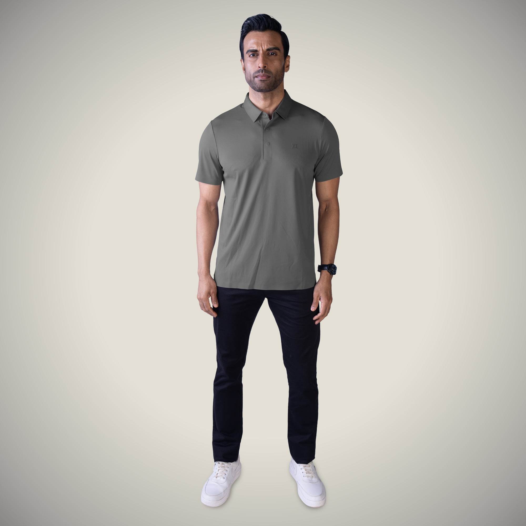 Hektor -Premium-Bonded- Hidden Button Polo - Twill T Shirt -Mens