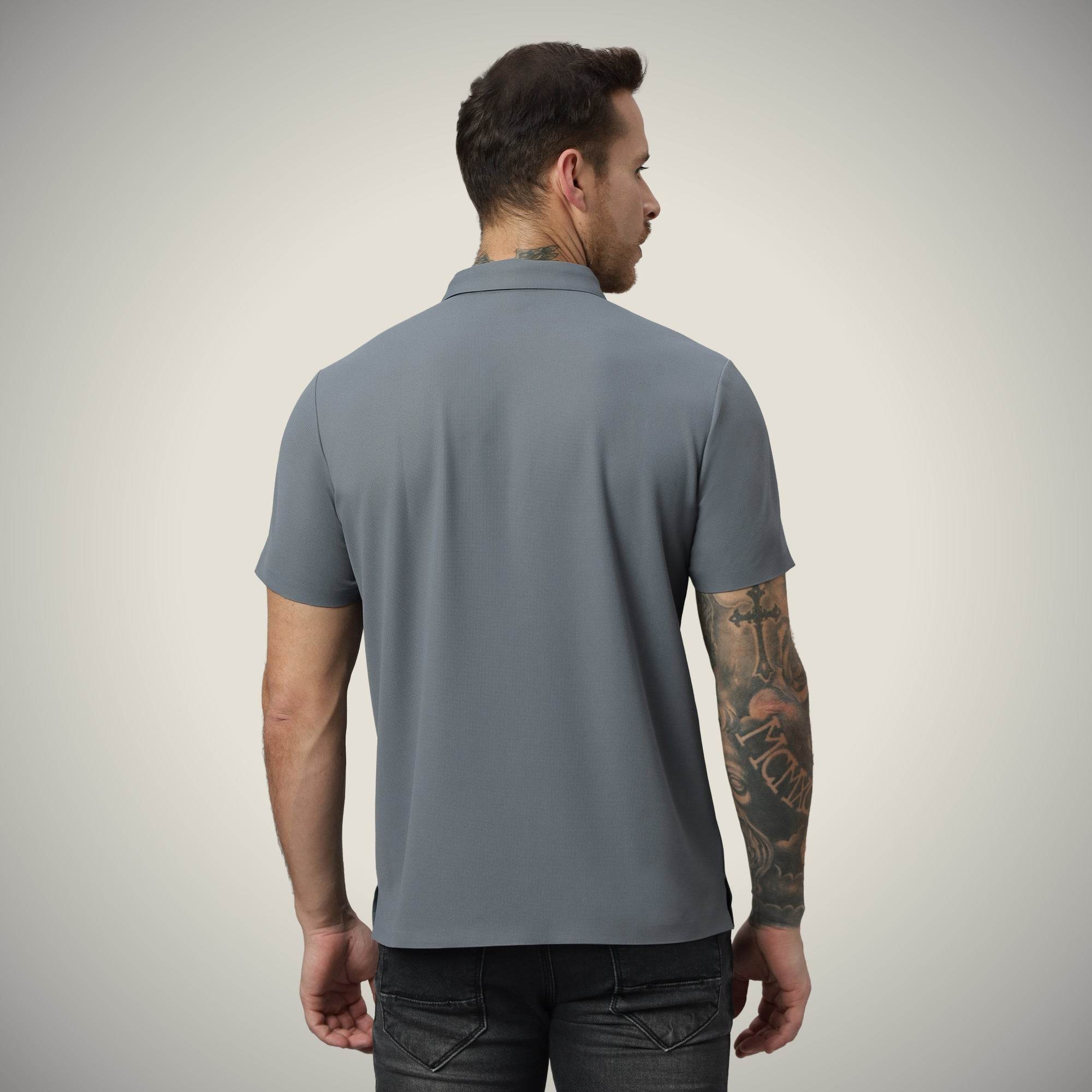 Hektor -Premium-Bonded- Hidden Button Polo - Bubble Checks T Shirt -Mens