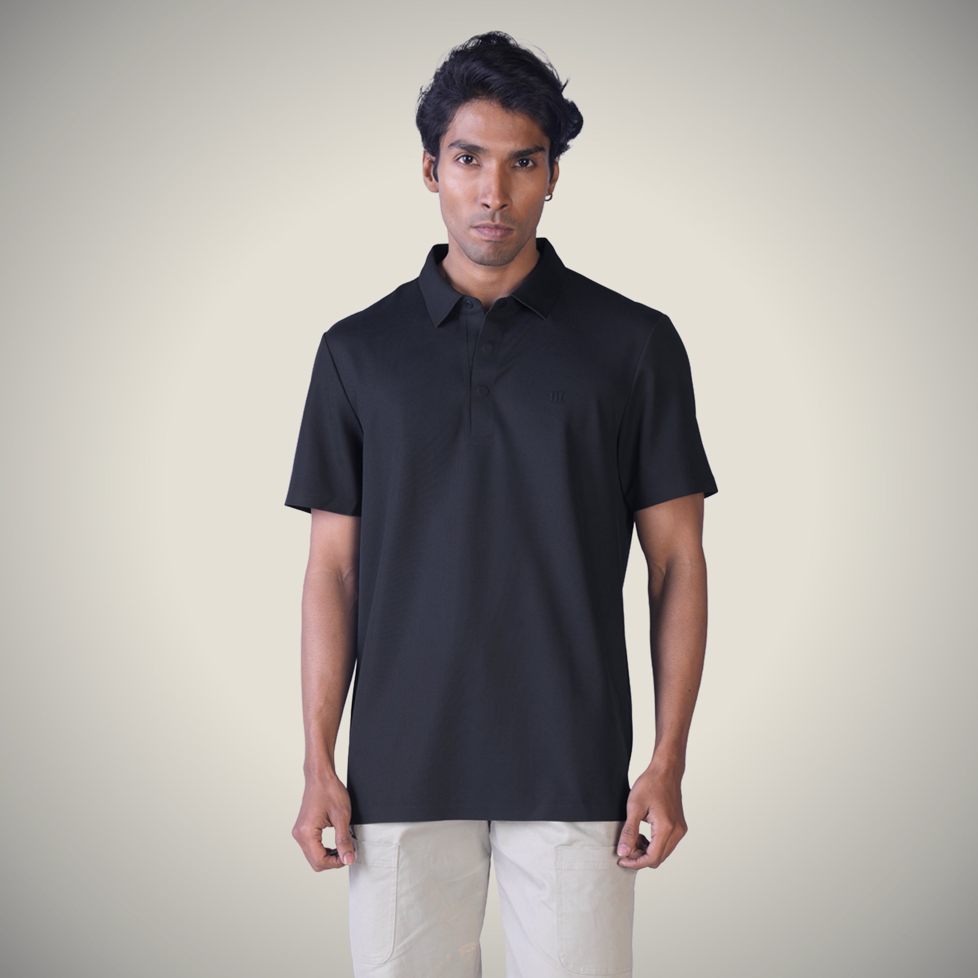 Hidden Button Polo - Bubble Checks T Shirt