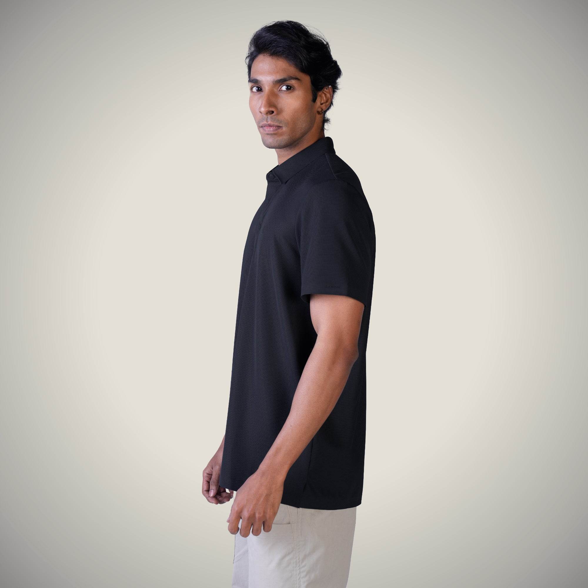 Hektor -Premium-Bonded- Hidden Button Polo - Bubble Checks T Shirt -Mens