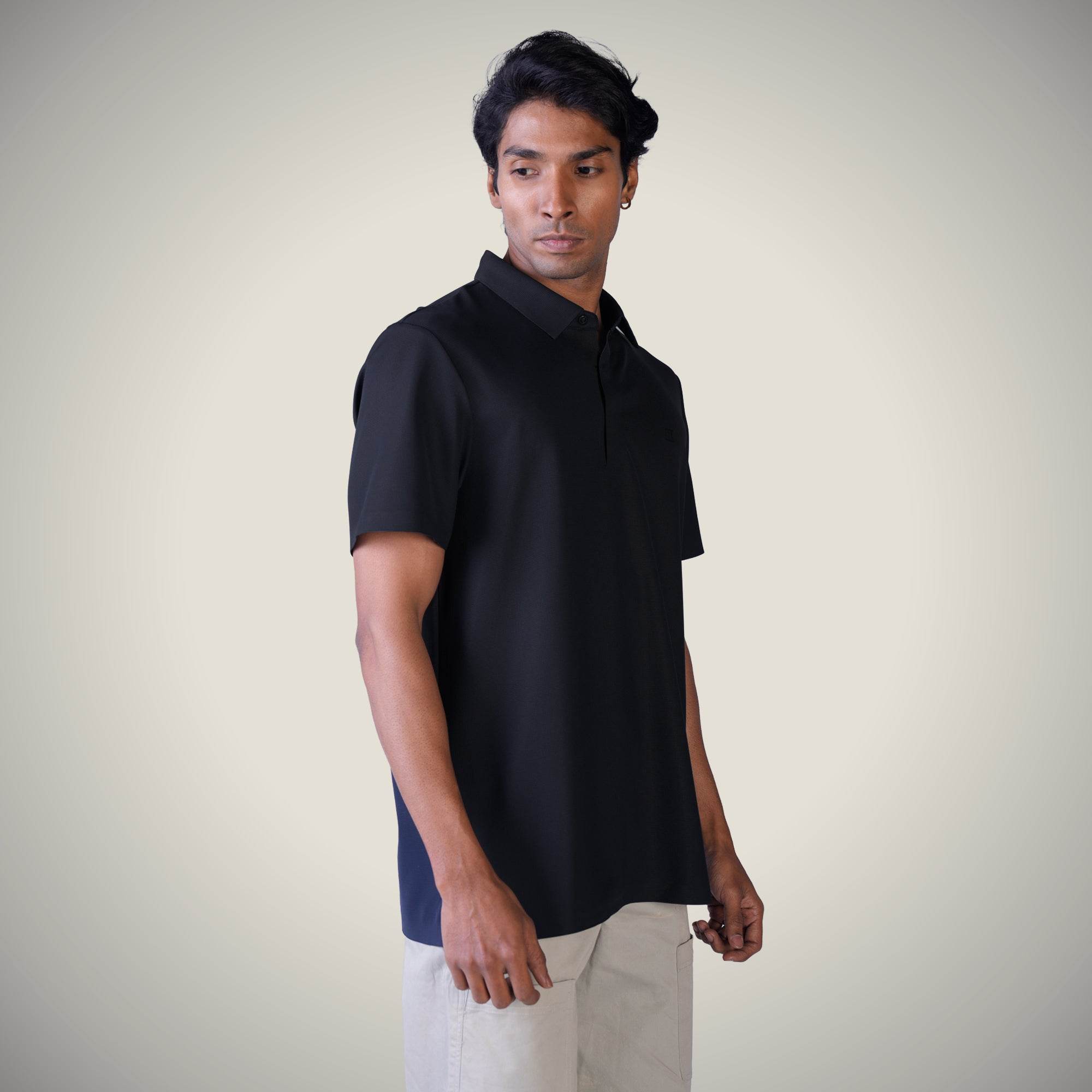 Hektor -Premium-Bonded- Hidden Button Polo - Bubble Checks T Shirt -Mens