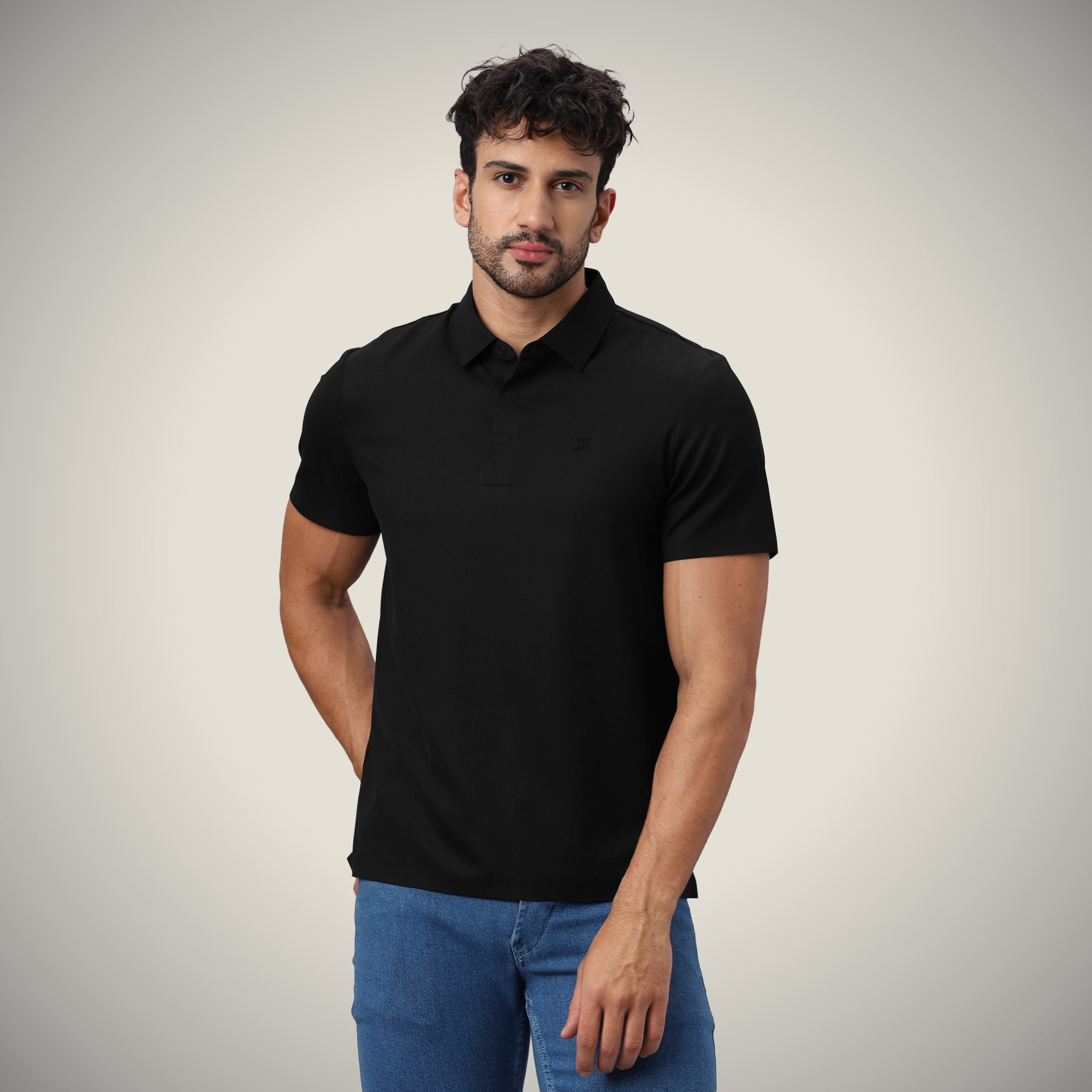 Hidden Button Polo - Bubble Checks T Shirt