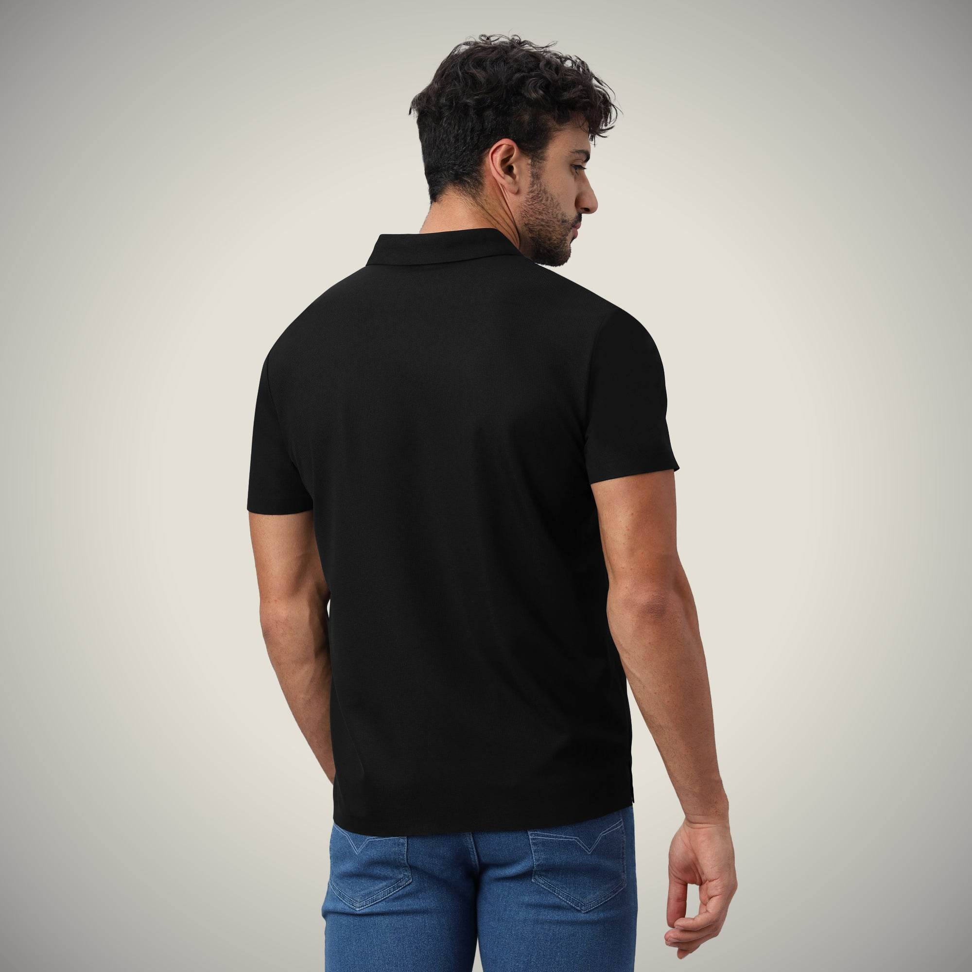 Hektor -Premium-Bonded- Hidden Button Polo - Bubble Checks T Shirt -Mens