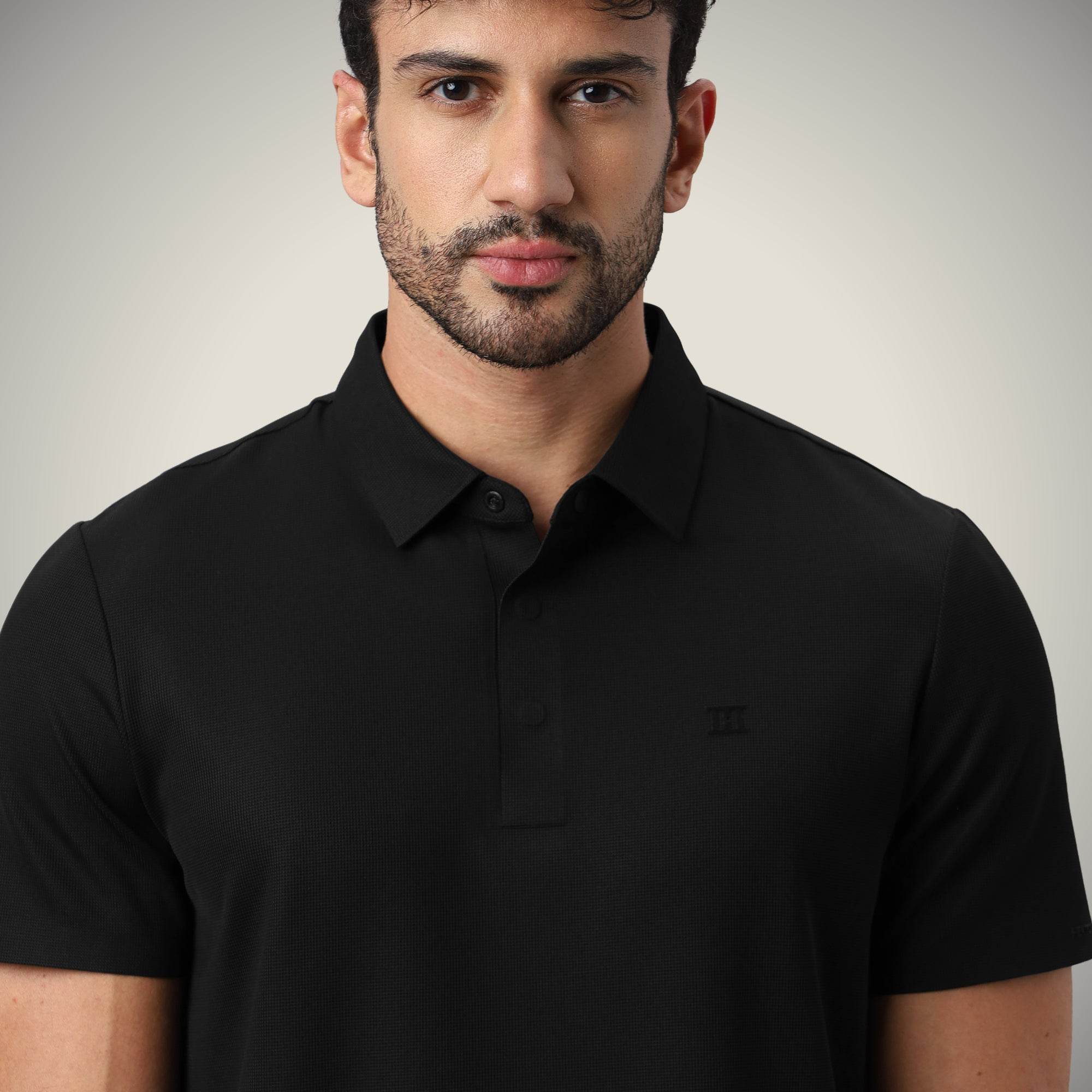 Hektor -Premium-Bonded- Hidden Button Polo - Bubble Checks T Shirt -Mens